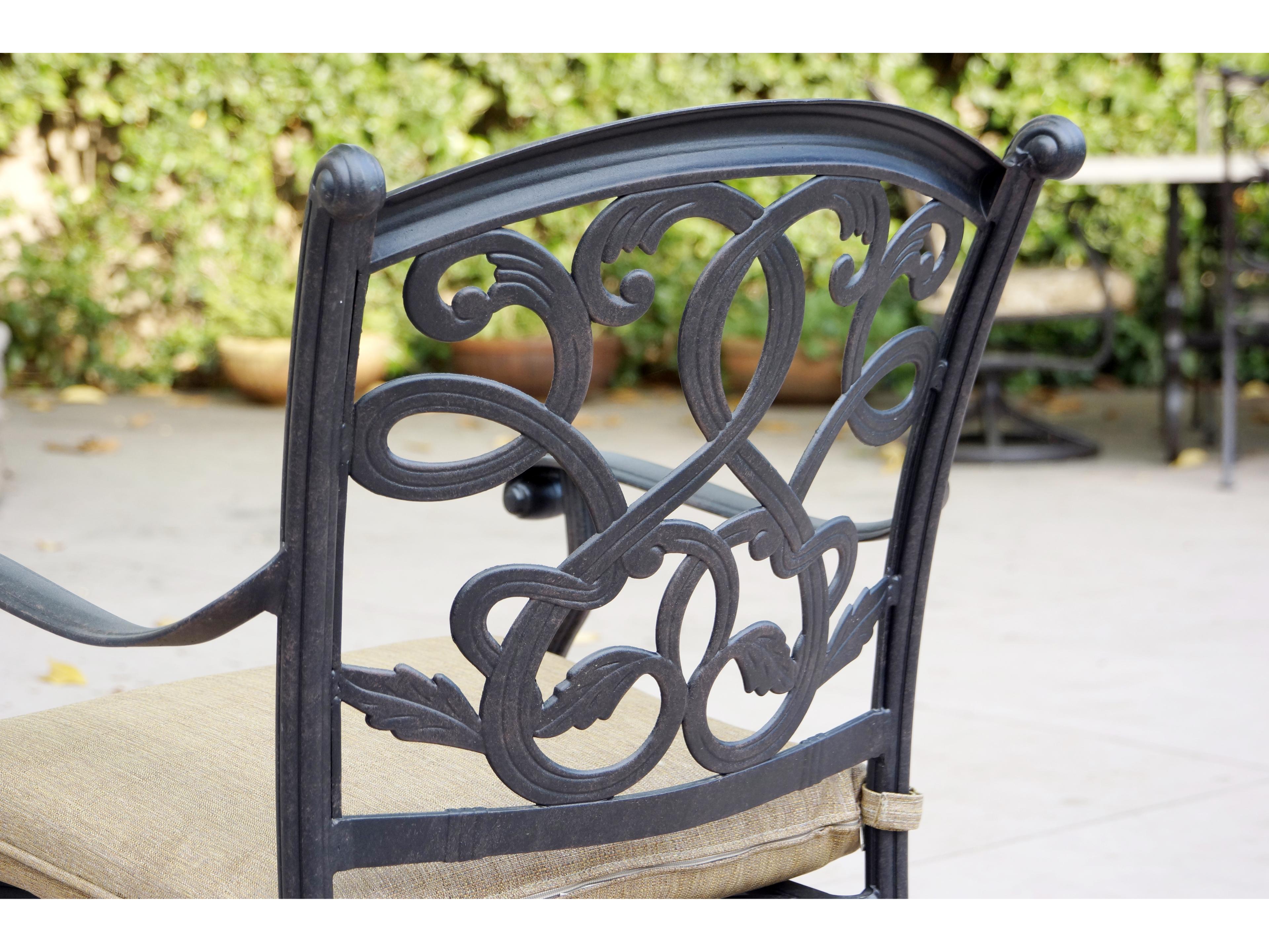 Darlee Outdoor Living Santa Monica Cast Aluminum 9-Piece Dining Set (with 2 Swivel Rockers) with Cushions and 44 x 84'' Rectangular Dining Table