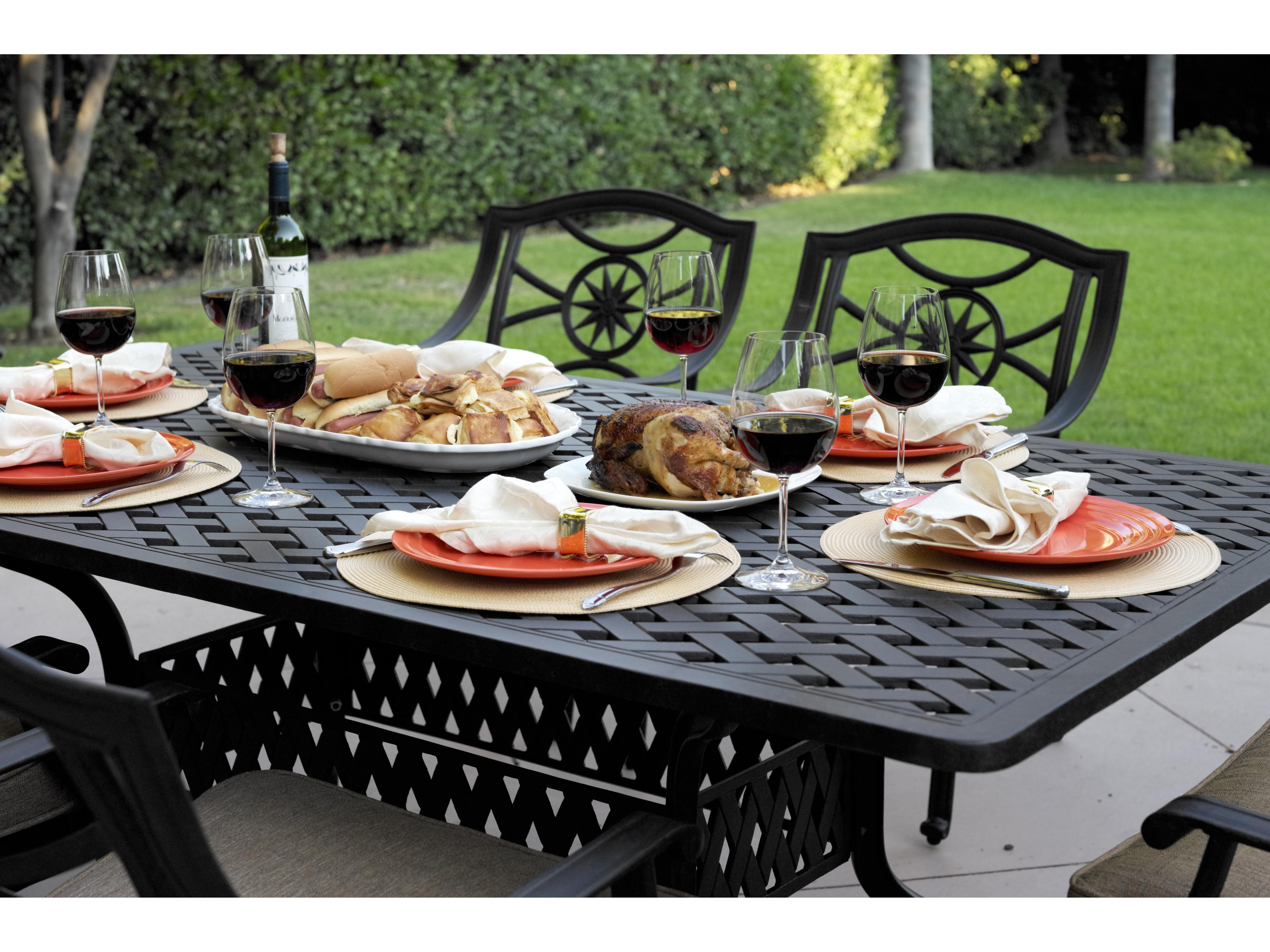 Darlee Outdoor Living Ten Star Cast Aluminum 7-Piece Dining Set with Cushions and 42 x 72'' Rectangular Dining Table