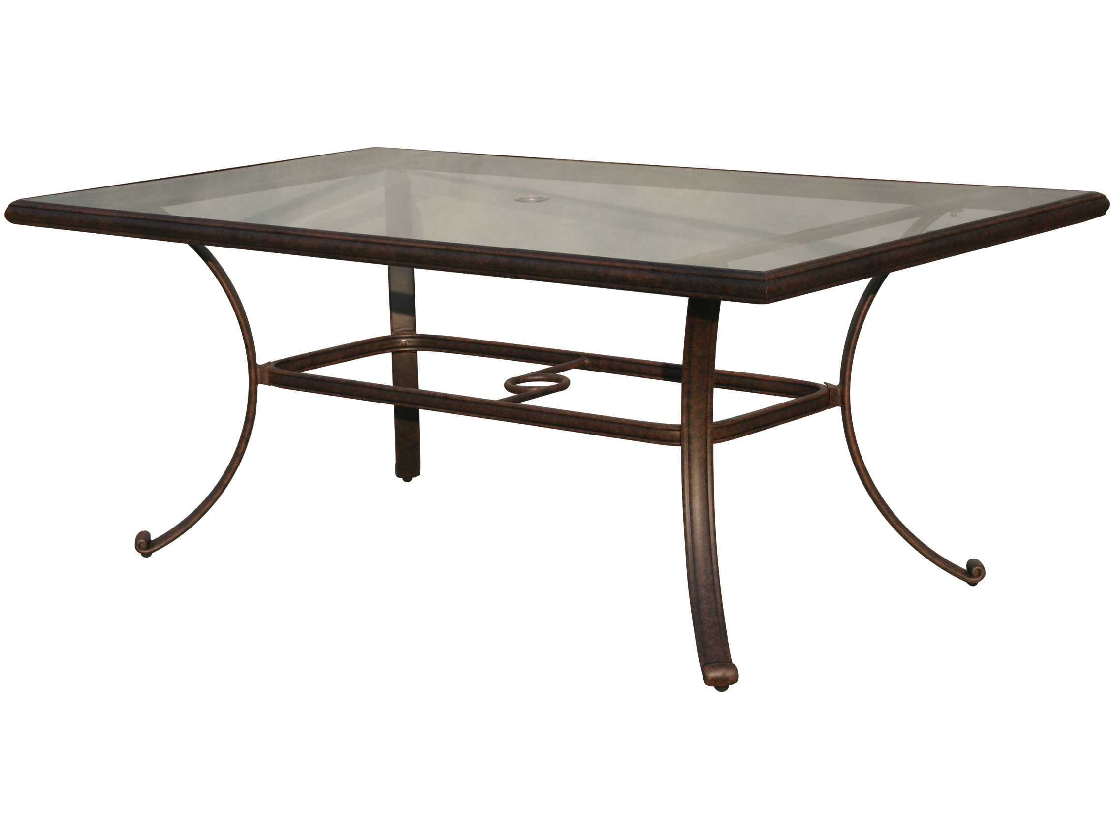Darlee Outdoor Living Glass Top Cast Aluminum Antique Bronze Rectangular Dining Table