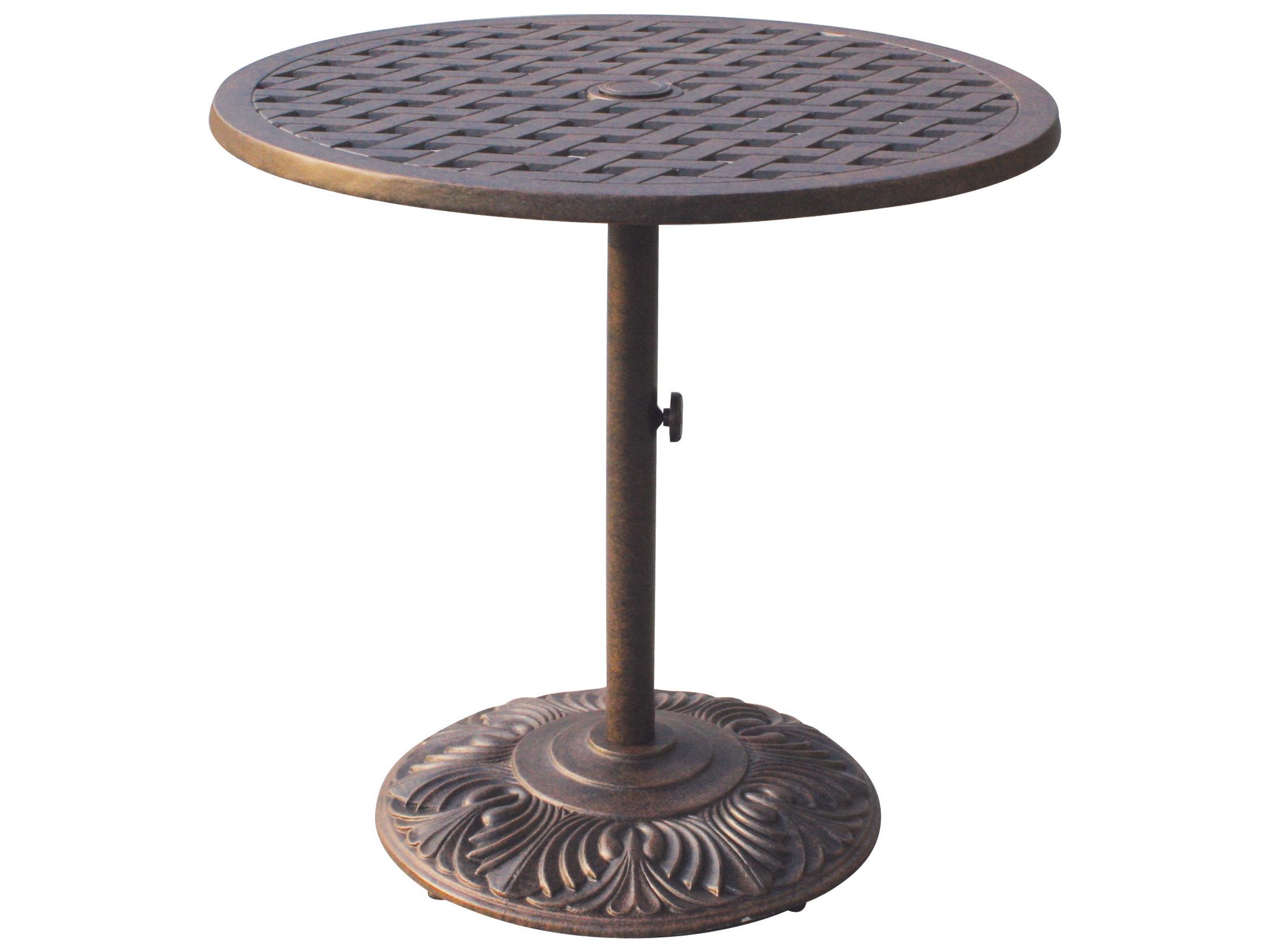 Darlee Outdoor Living Elisabeth Cast Aluminum 3-Piece Counter Height Set with Cushions and 30'' Series 30 Round Pedestal Counter Table