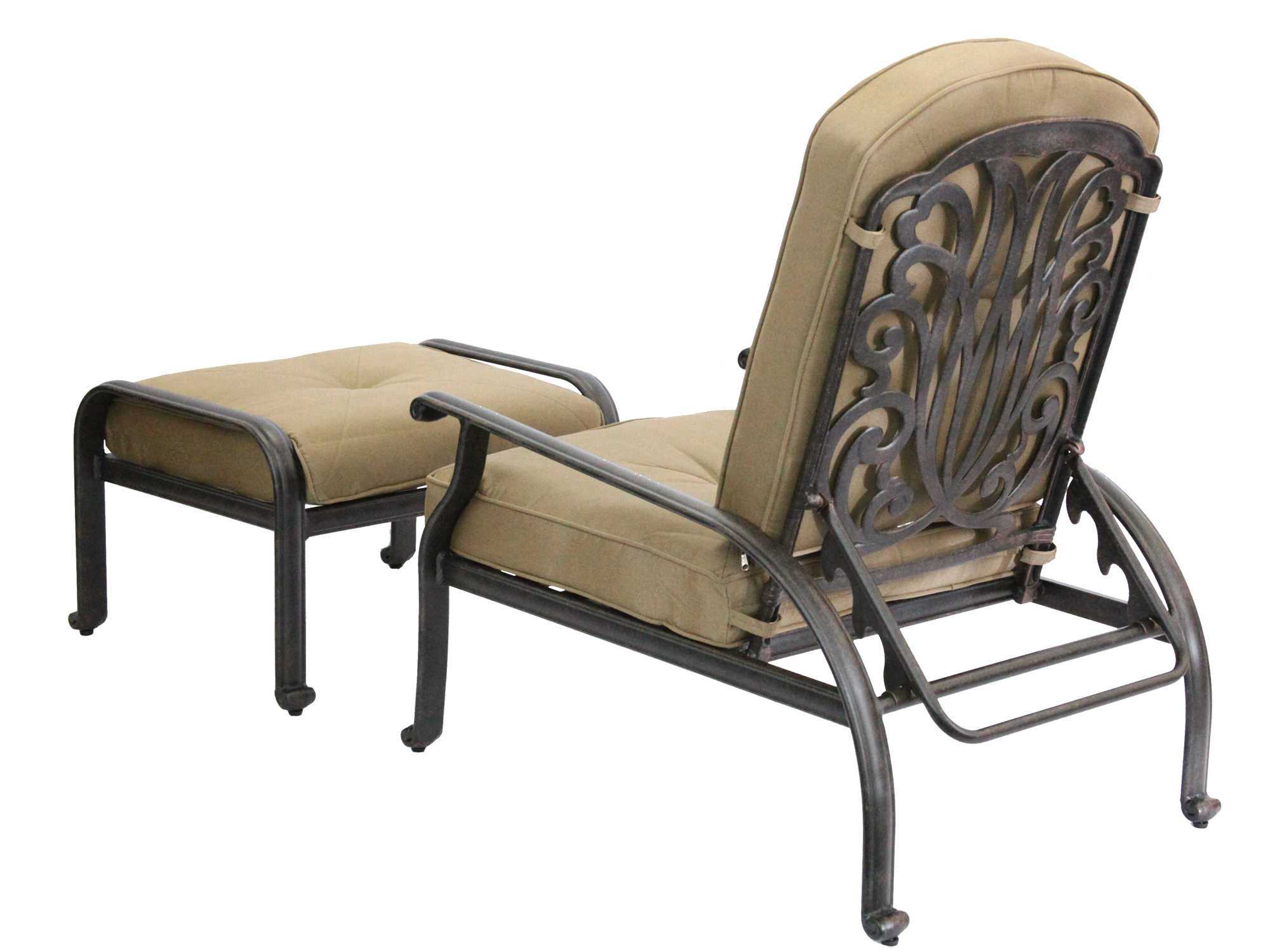 Darlee Outdoor Living Elisabeth Cast Aluminum Antique Bronze Adjustable Club Chair and Ottoman