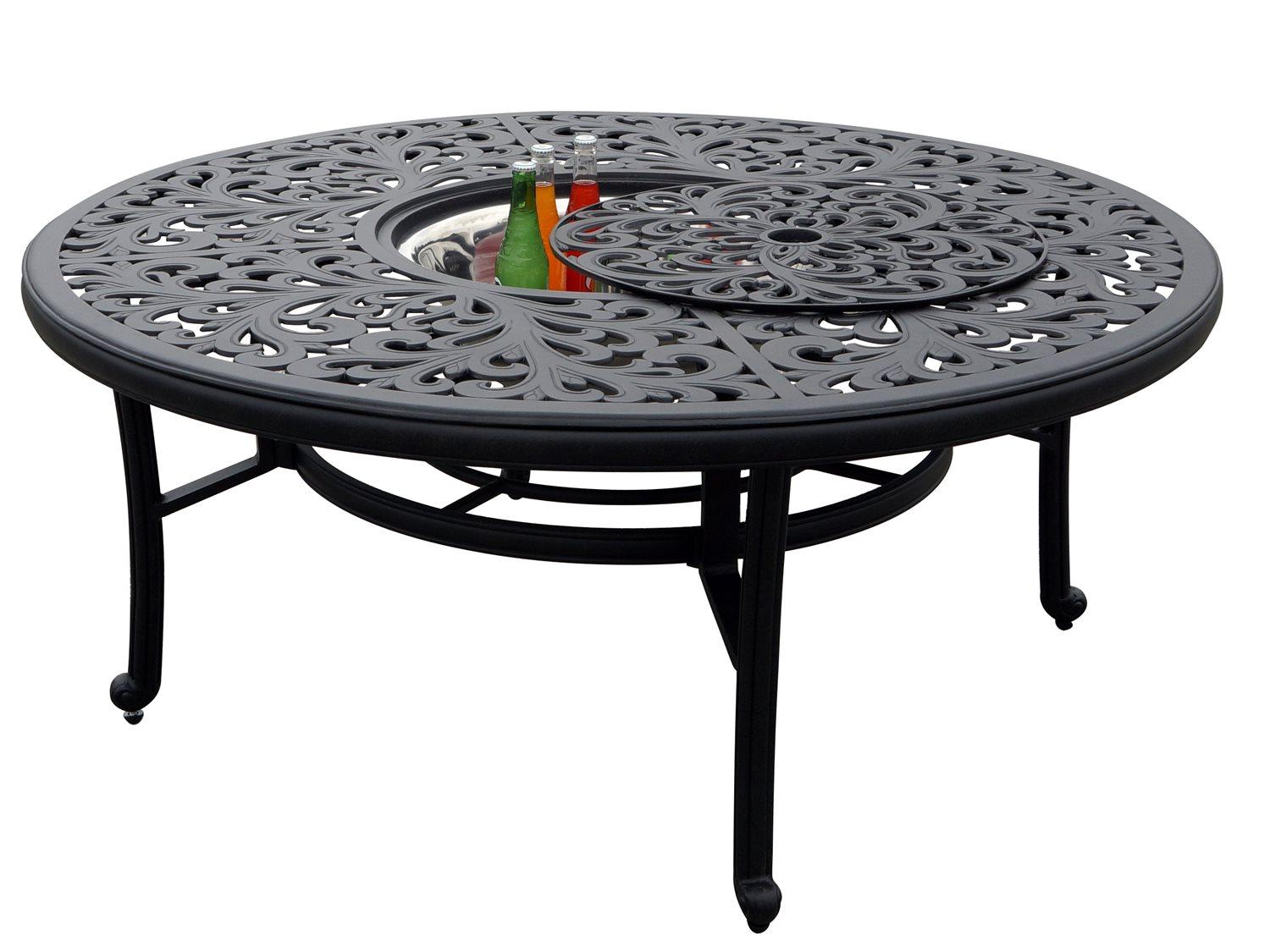 Darlee Outdoor Living Series 80 Cast Aluminum Antique Bronze Round Chat Table with Ice Bucket