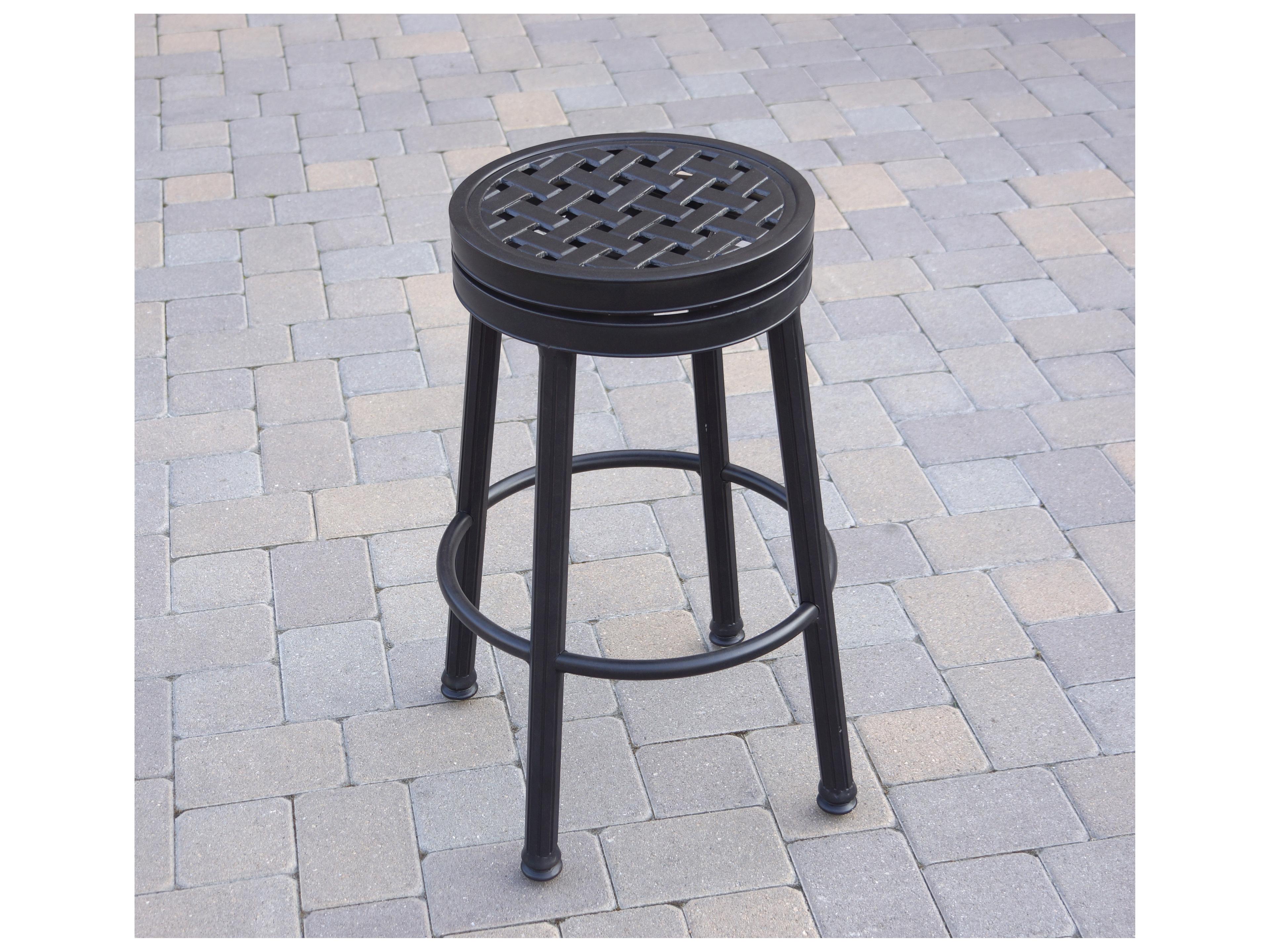 Darlee Outdoor Living Backless Cast Aluminum Round Swivel Bar Stool with Seat Cushion Set of 8
