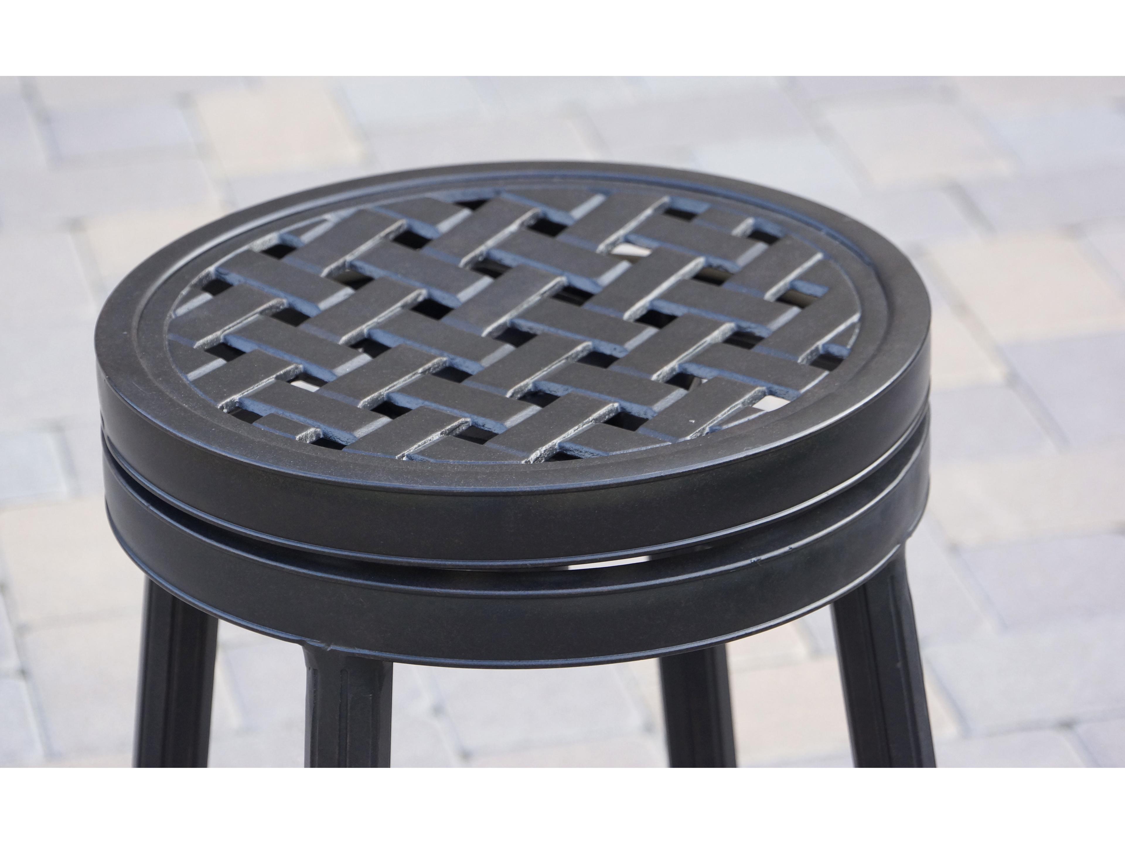 Darlee Outdoor Living Backless Cast Aluminum Round Swivel Bar Stool with Seat Cushion Set of 8