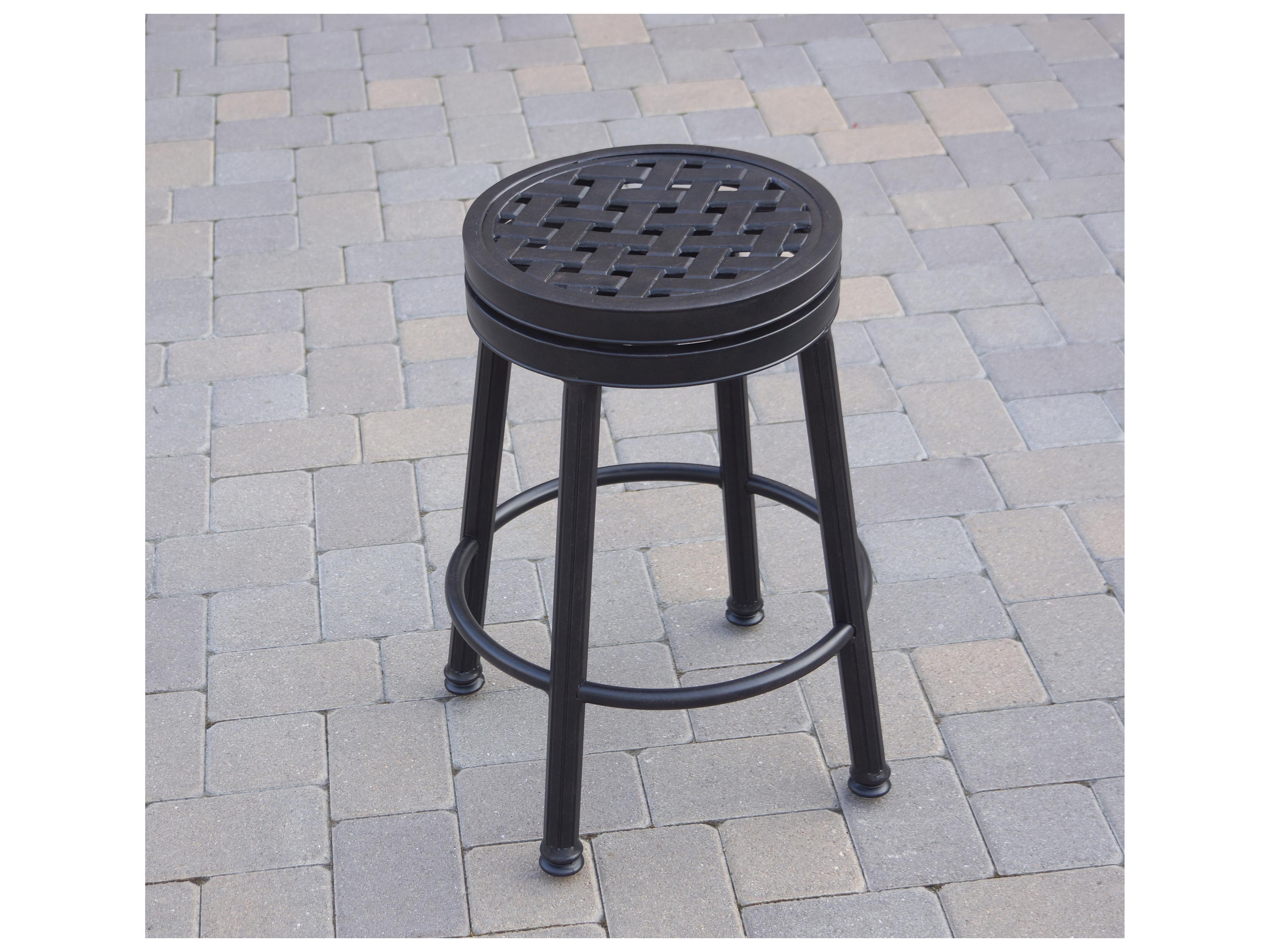 Darlee Outdoor Living Backless Cast Aluminum Round Counter Height Swivel Stool with Seat Cushion Set of 4