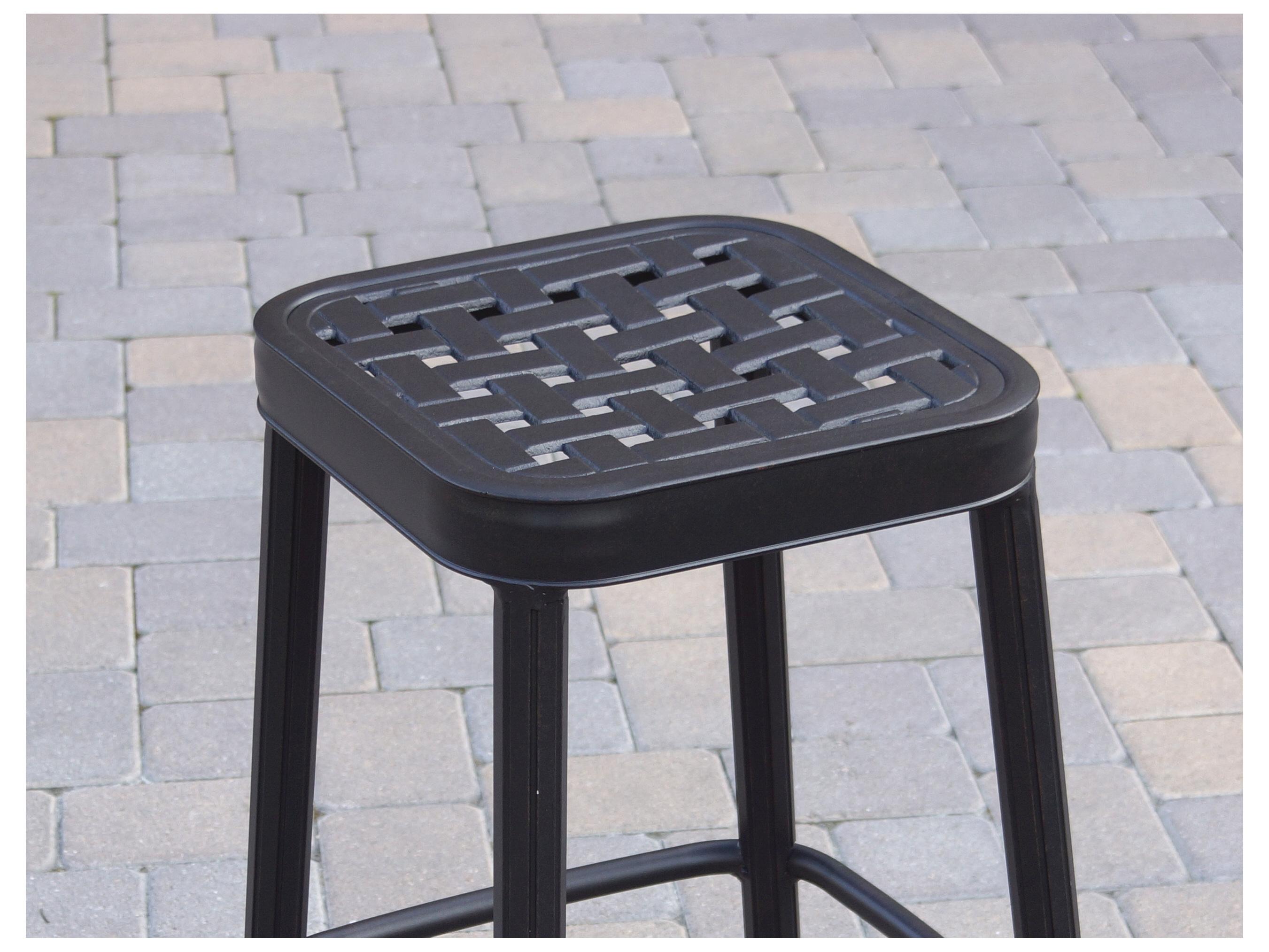 Darlee Outdoor Living Backless Cast Aluminum Square Bar Stool with Seat Cushion Set of 6