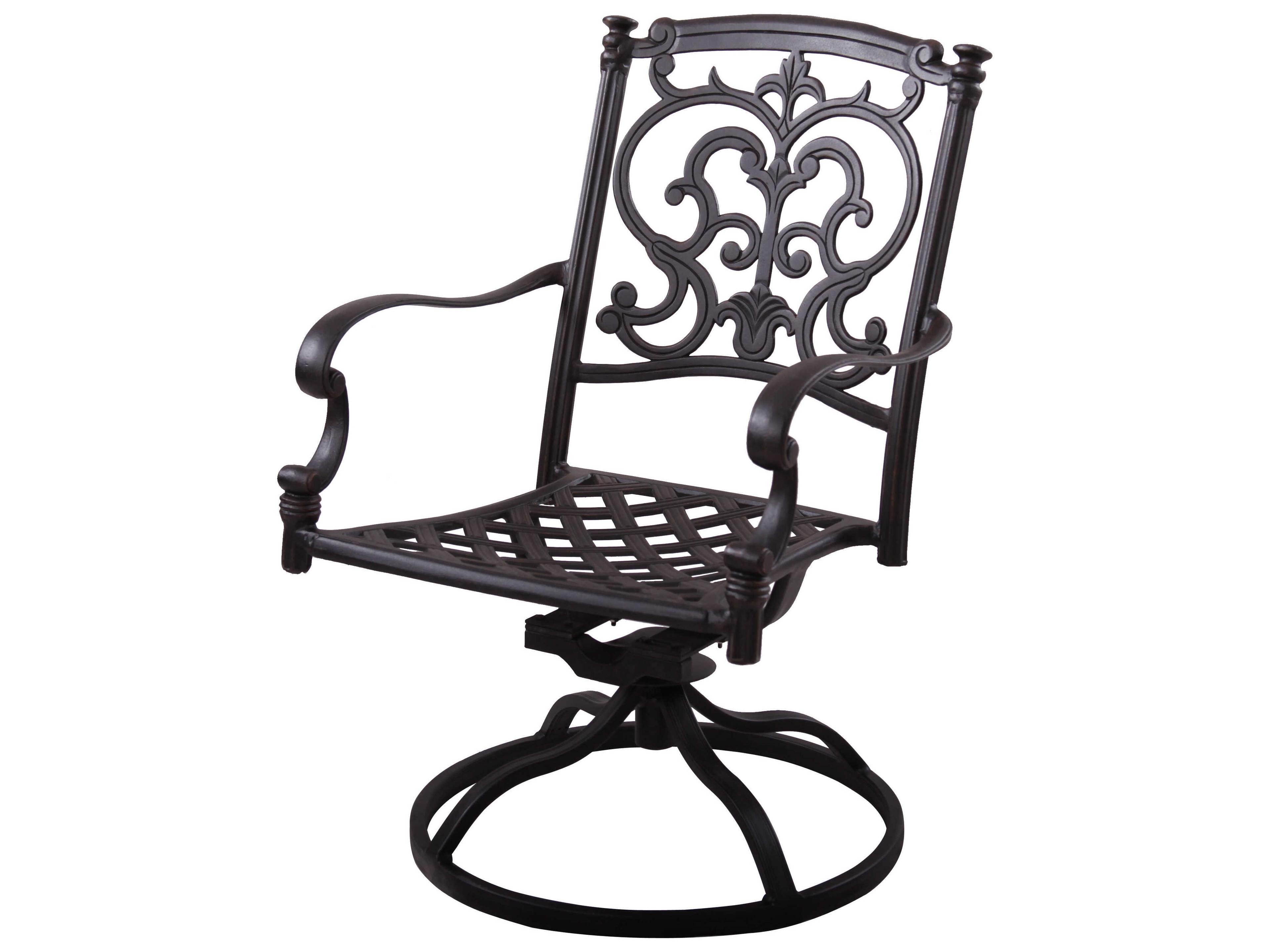 Darlee Outdoor Living Santa Barbara Cast Aluminum Antique Bronze Swivel Rocker Dining Arm Chair Set of 4