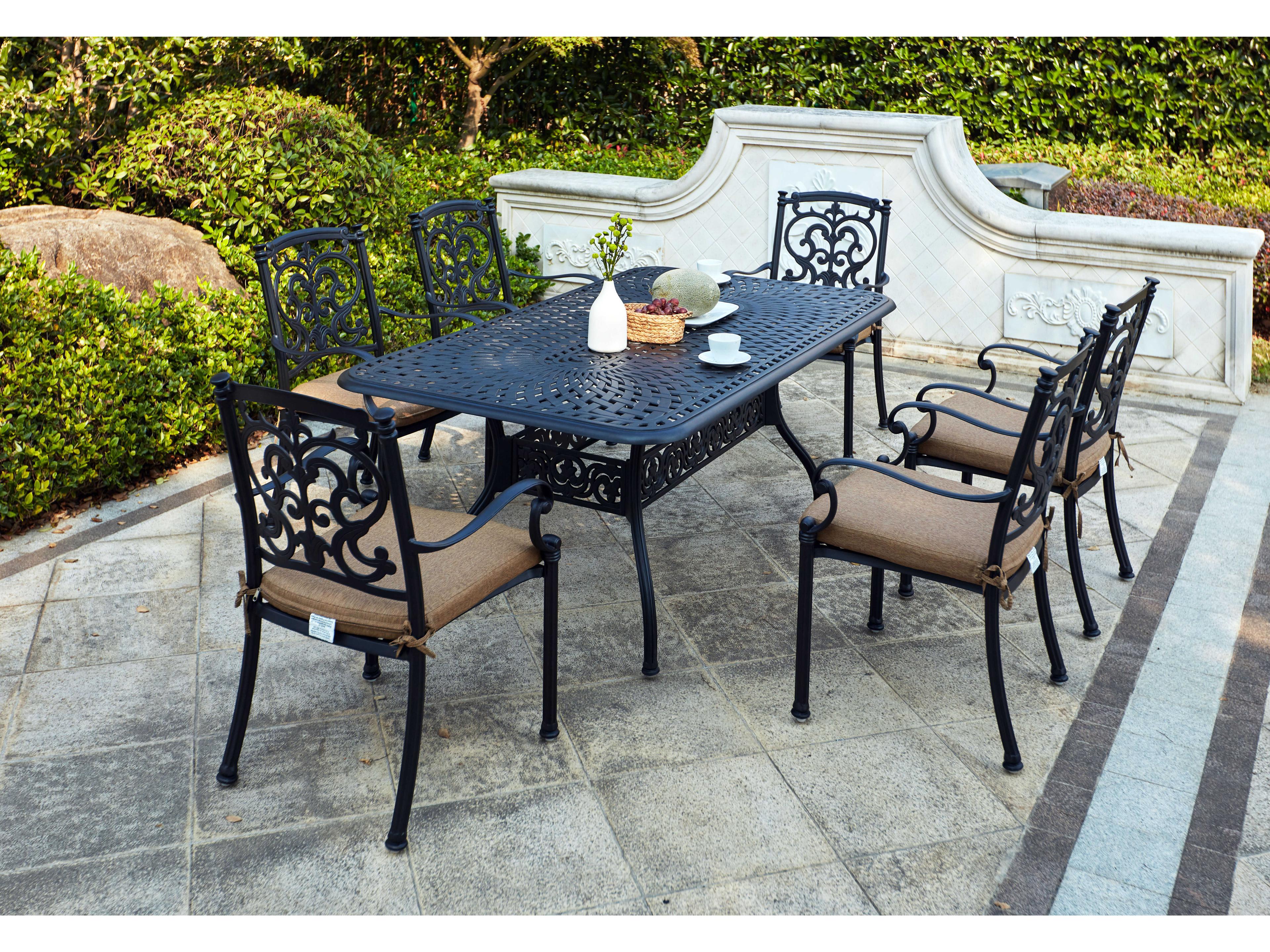 Darlee Outdoor Living Santa Barbara Cast Aluminum Antique Bronze 7 Piece Dining Set