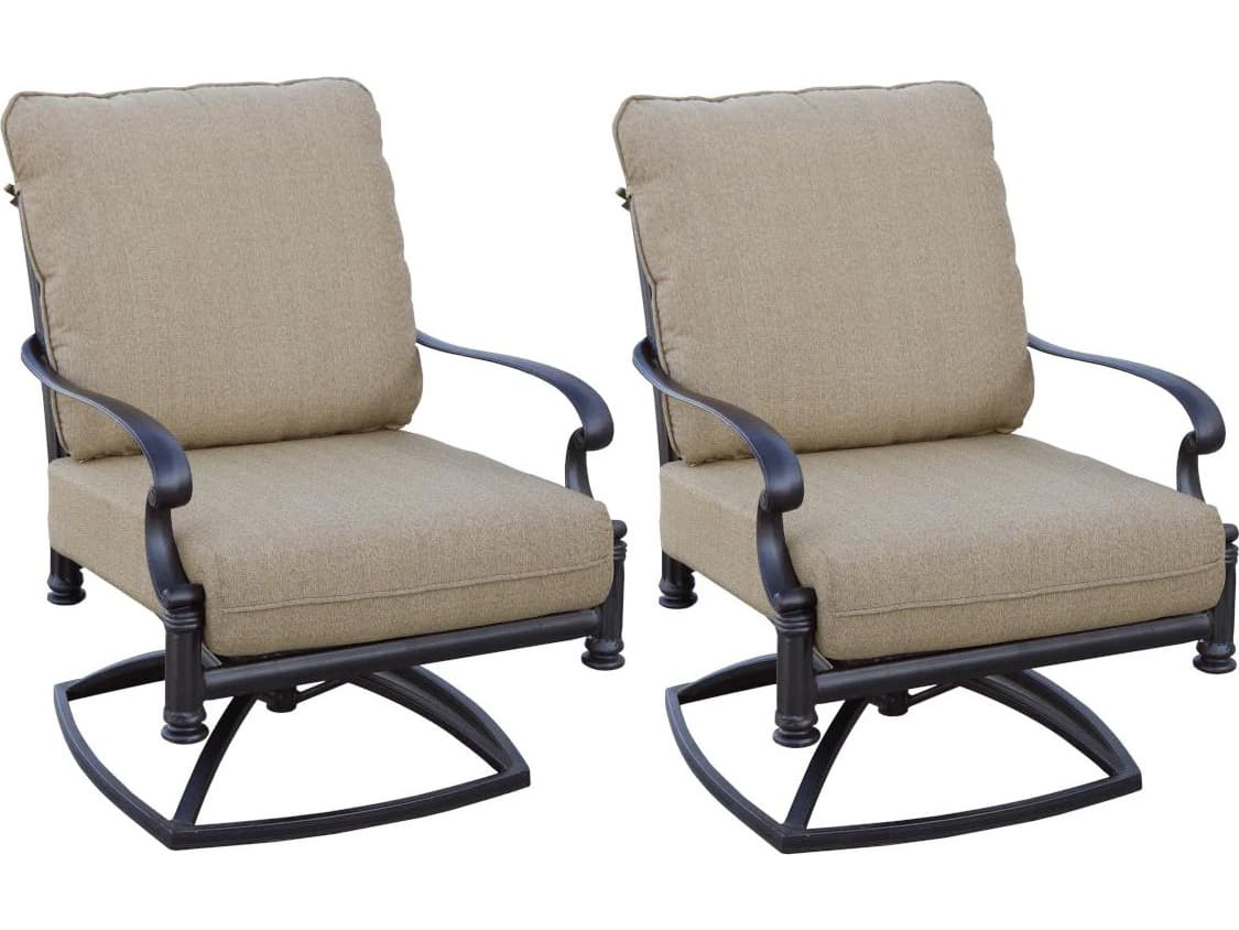 Darlee Outdoor Living Santa Barbara Cast Aluminum Swivel Rocker Club Chair with Cushions Set of 2