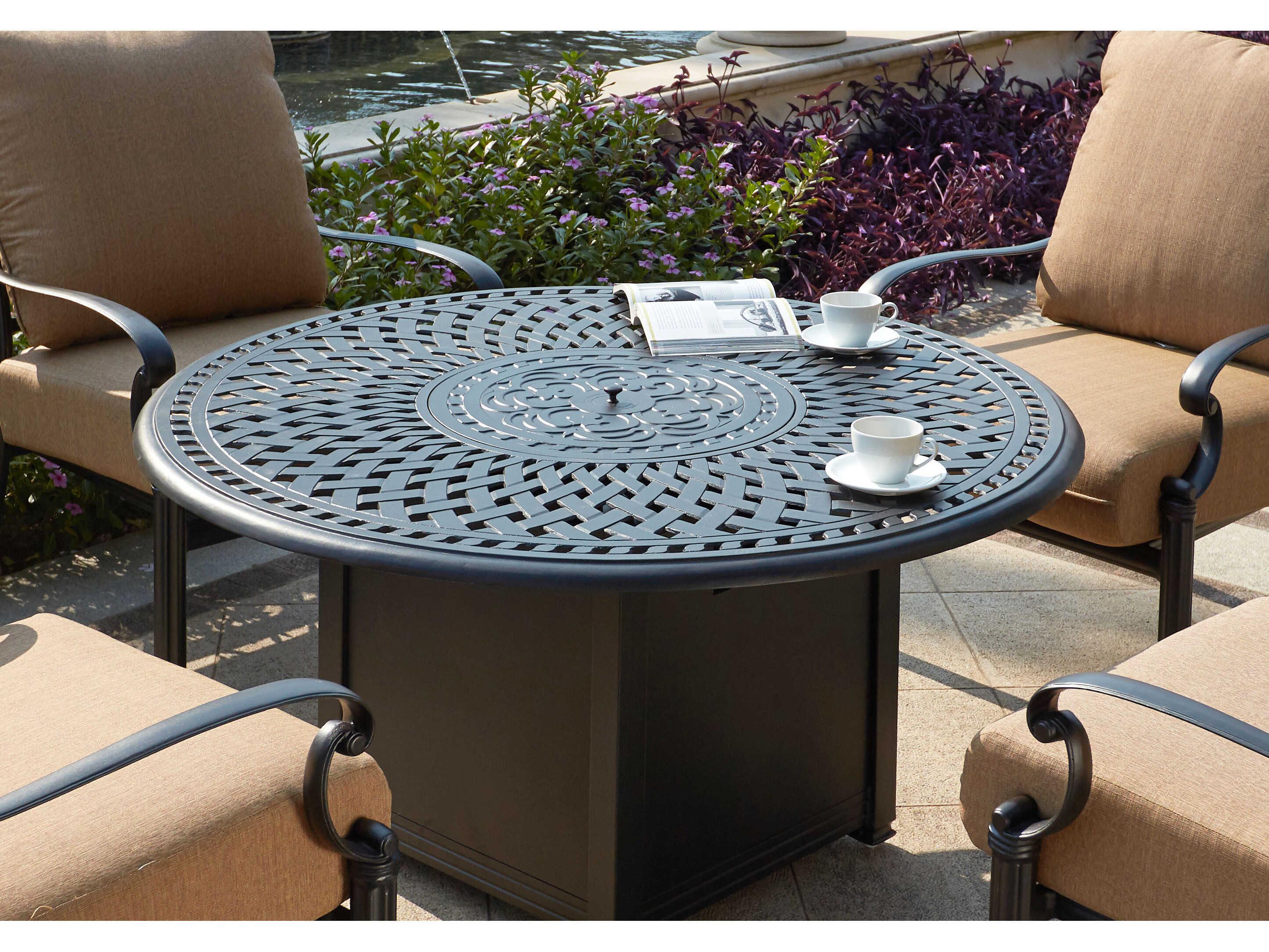 Darlee Outdoor Living Santa Barbara Cast Aluminum Antique Bronze 5 Piece Fire Pit Lounge Set