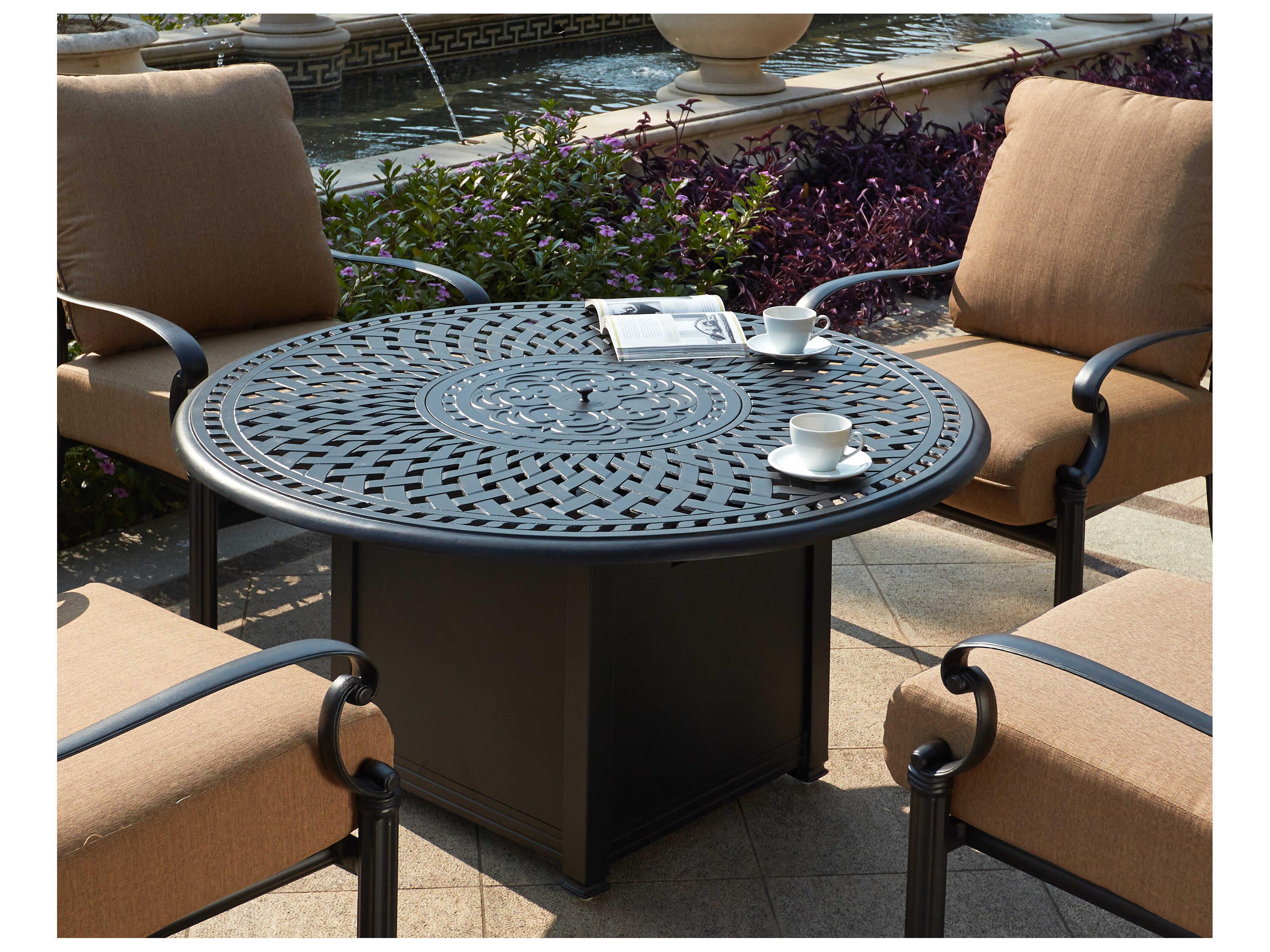 Darlee Outdoor Living Santa Barbara Cast Aluminum Antique Bronze 5 Piece Fire Pit Lounge Set