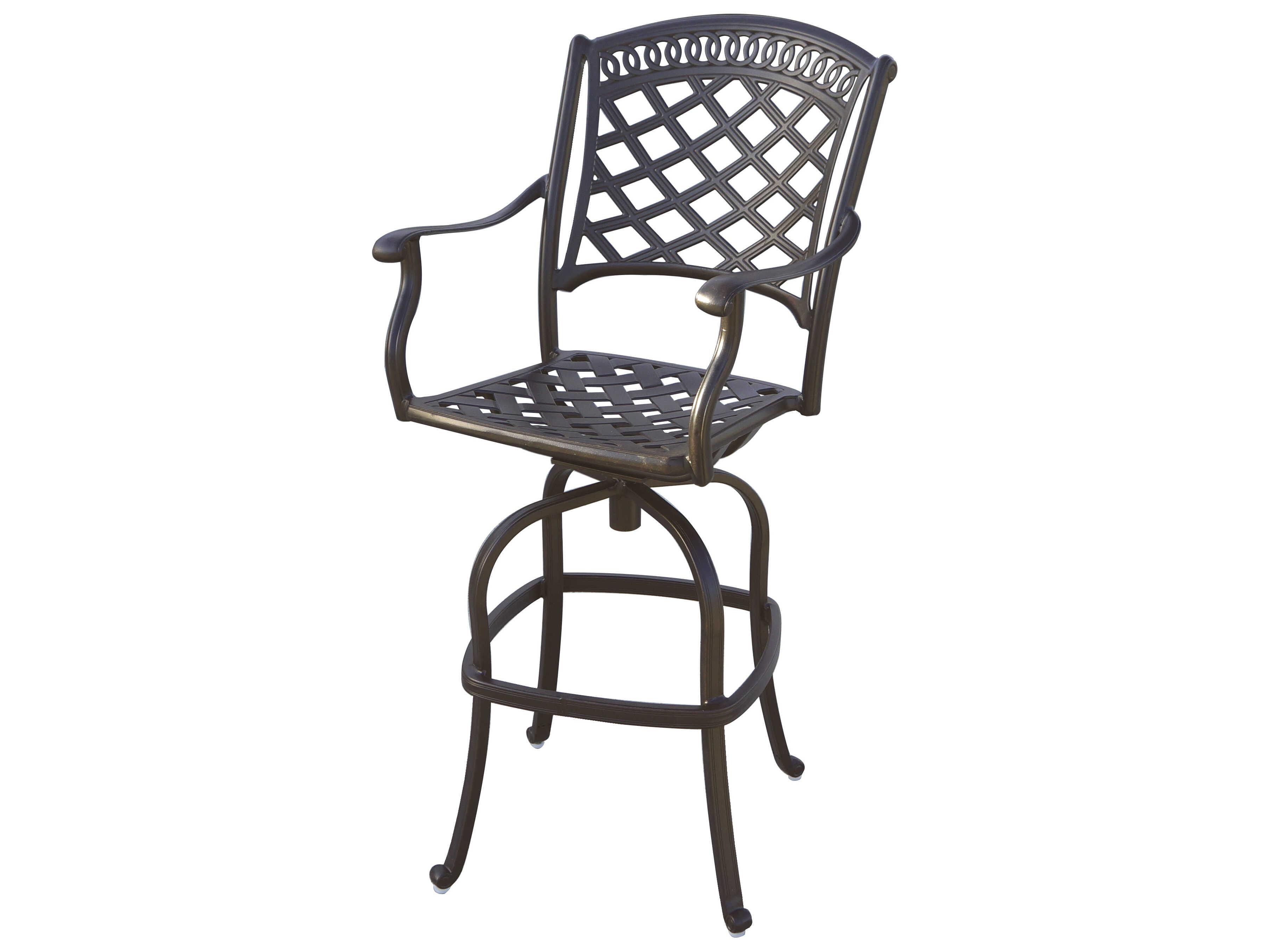Darlee Outdoor Living Sedona Cast Aluminum Antique Bronze Swivel Bar Height Stool Set of 6