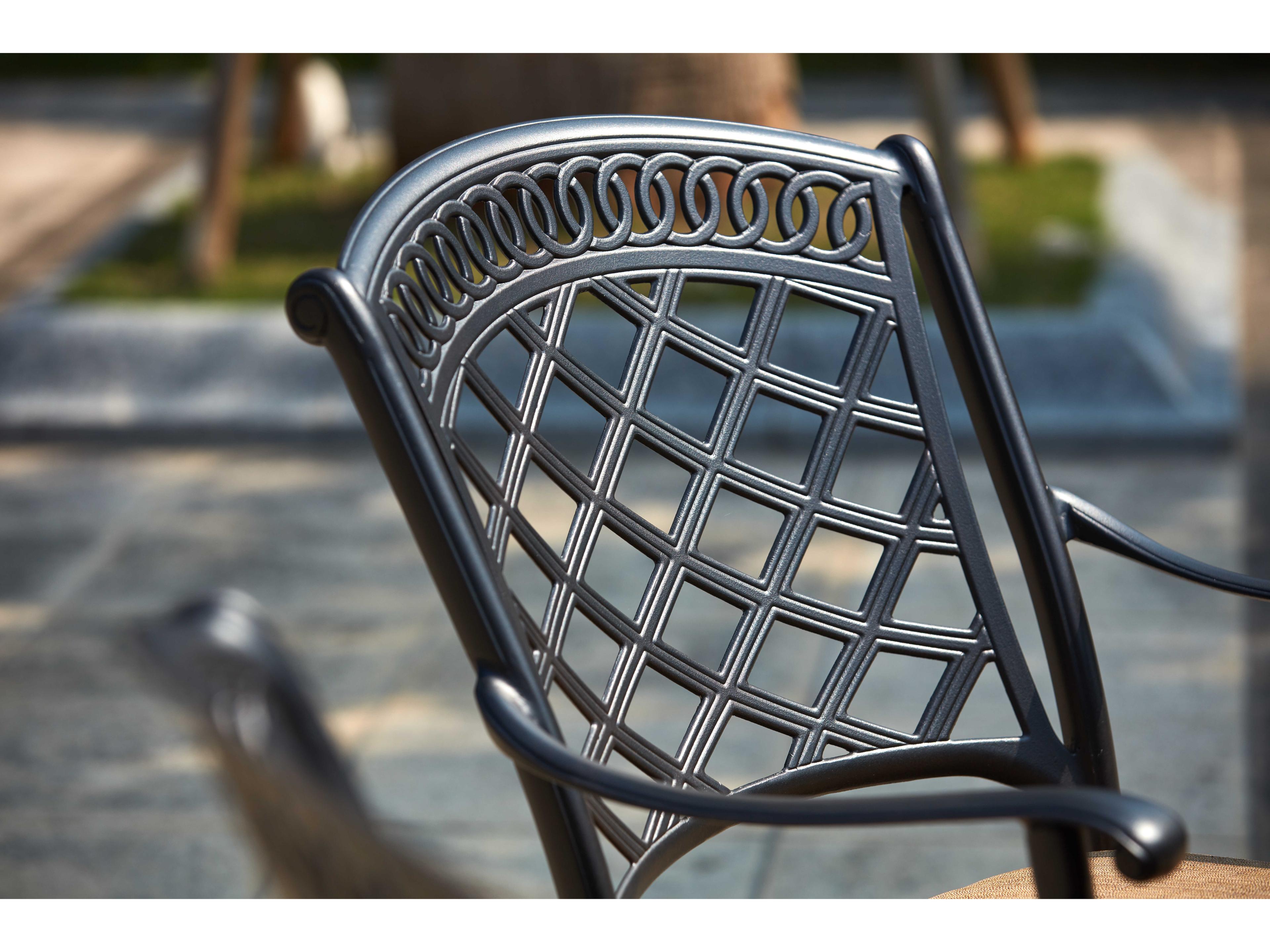 Darlee Outdoor Living Sedona Cast Aluminum Antique Bronze 7 Piece Fire Pit Dining Set