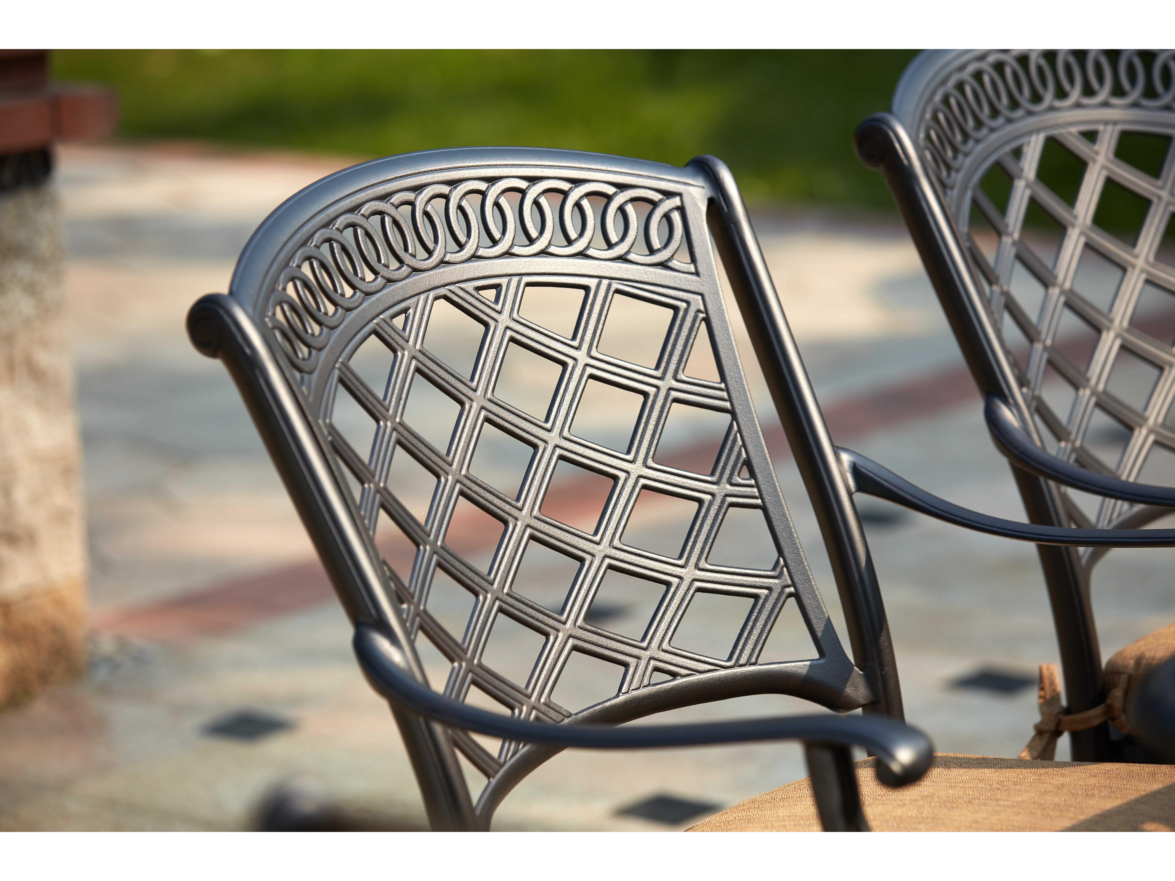 Darlee Outdoor Living Sedona Cast Aluminum Antique Bronze 7 Piece Fire Pit Dining Set