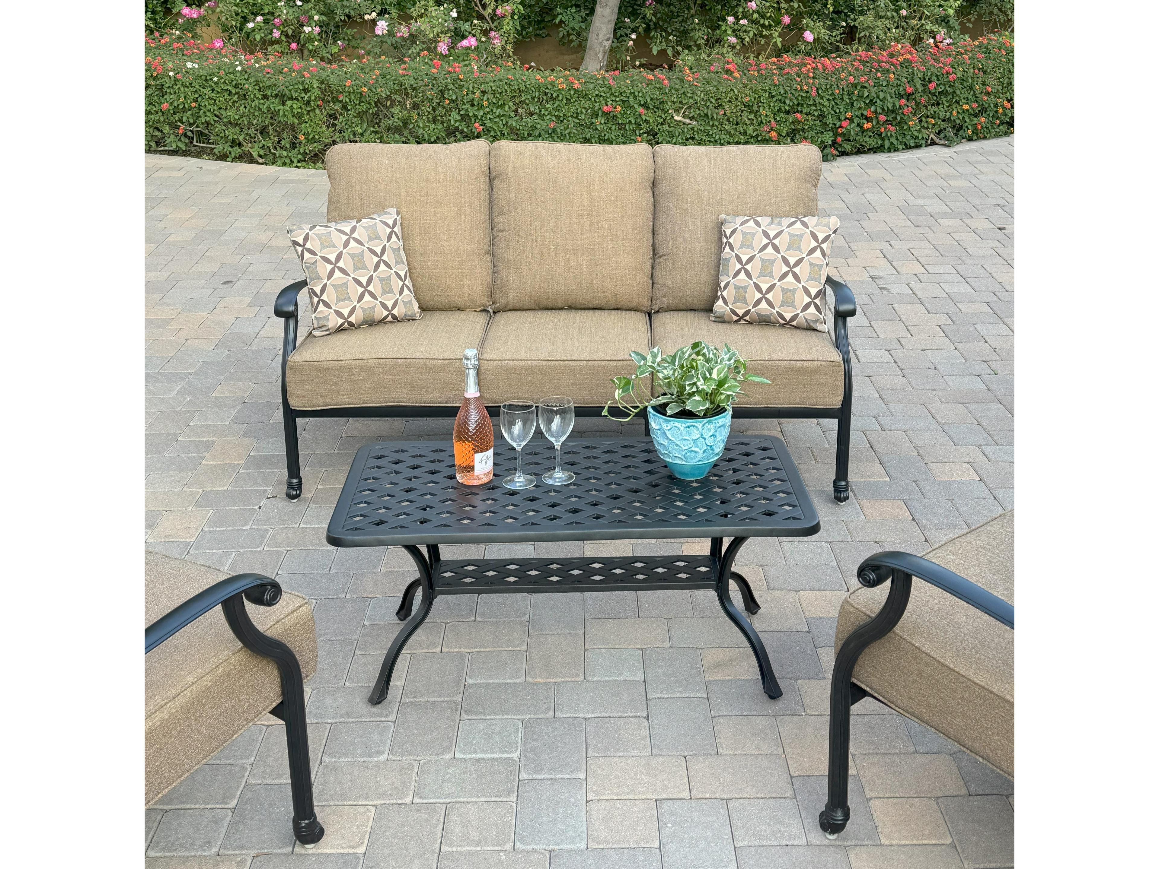 Darlee Outdoor Living Madison Cast Aluminum 4-Piece Patio Conversation Set