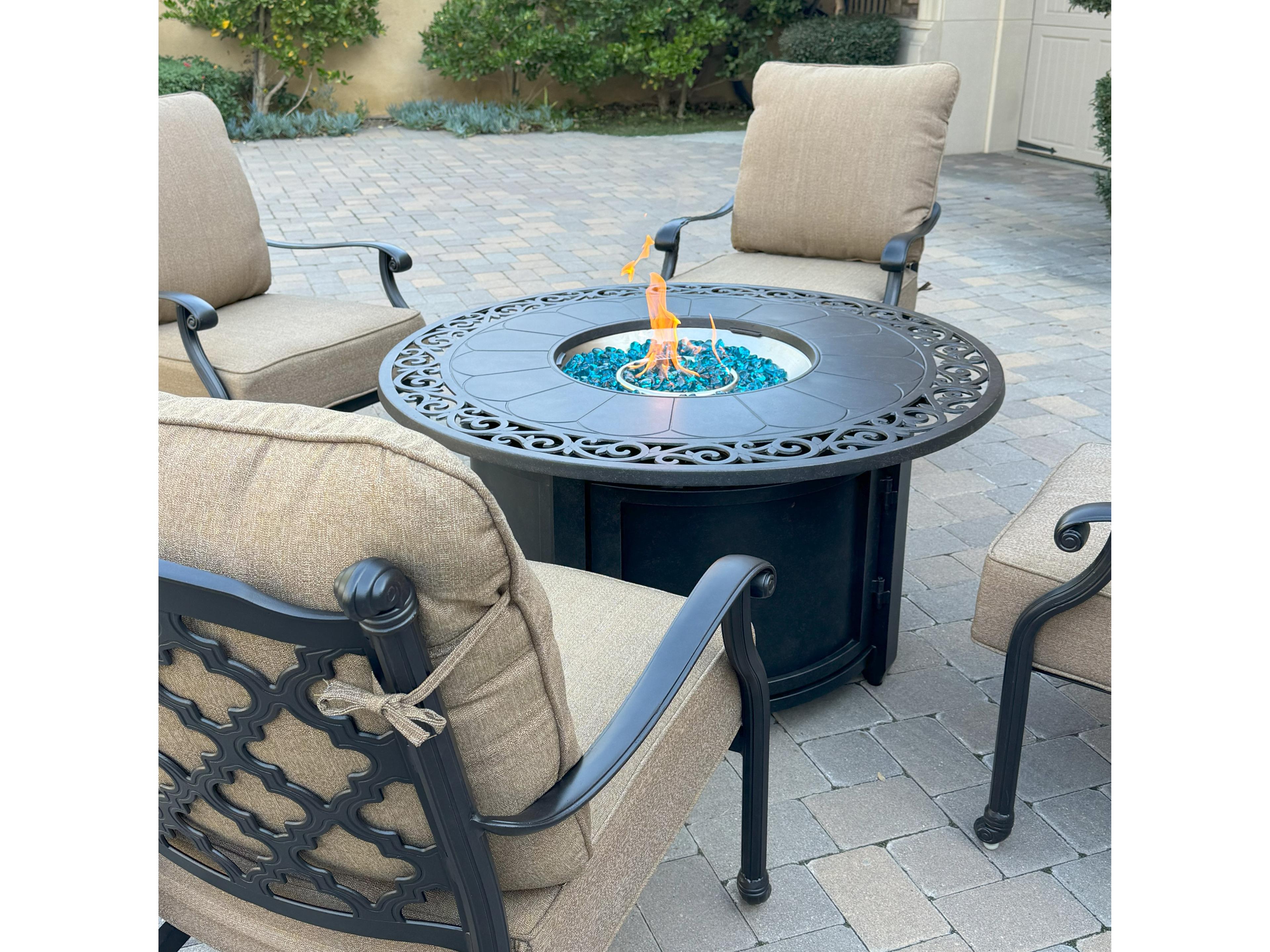 Darlee Outdoor Living Madison Cast Aluminum 5-Piece Patio Fire Pit Conversation Set