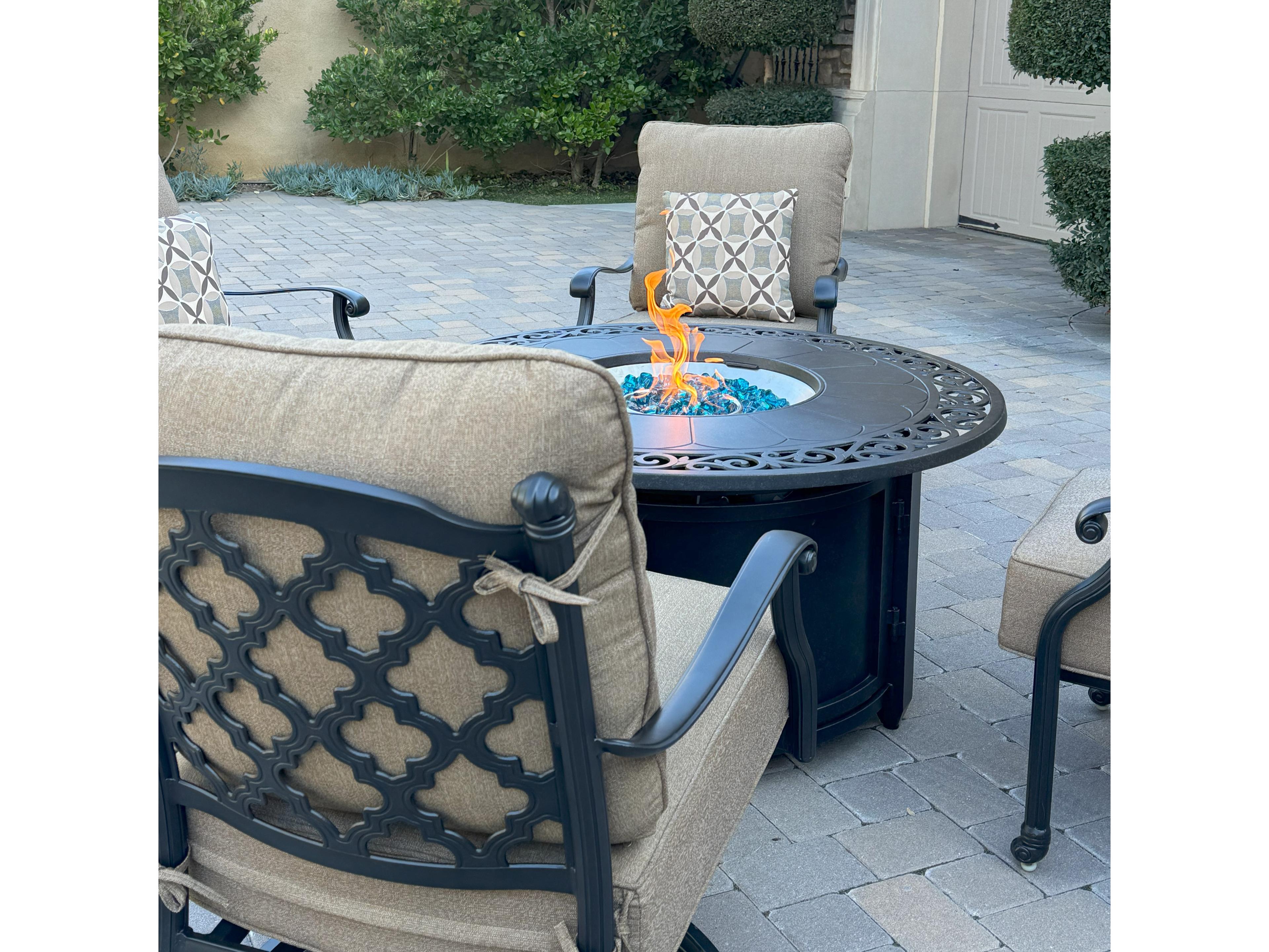 Darlee Outdoor Living Madison Cast Aluminum 5-Piece Patio Fire Pit Conversation Set