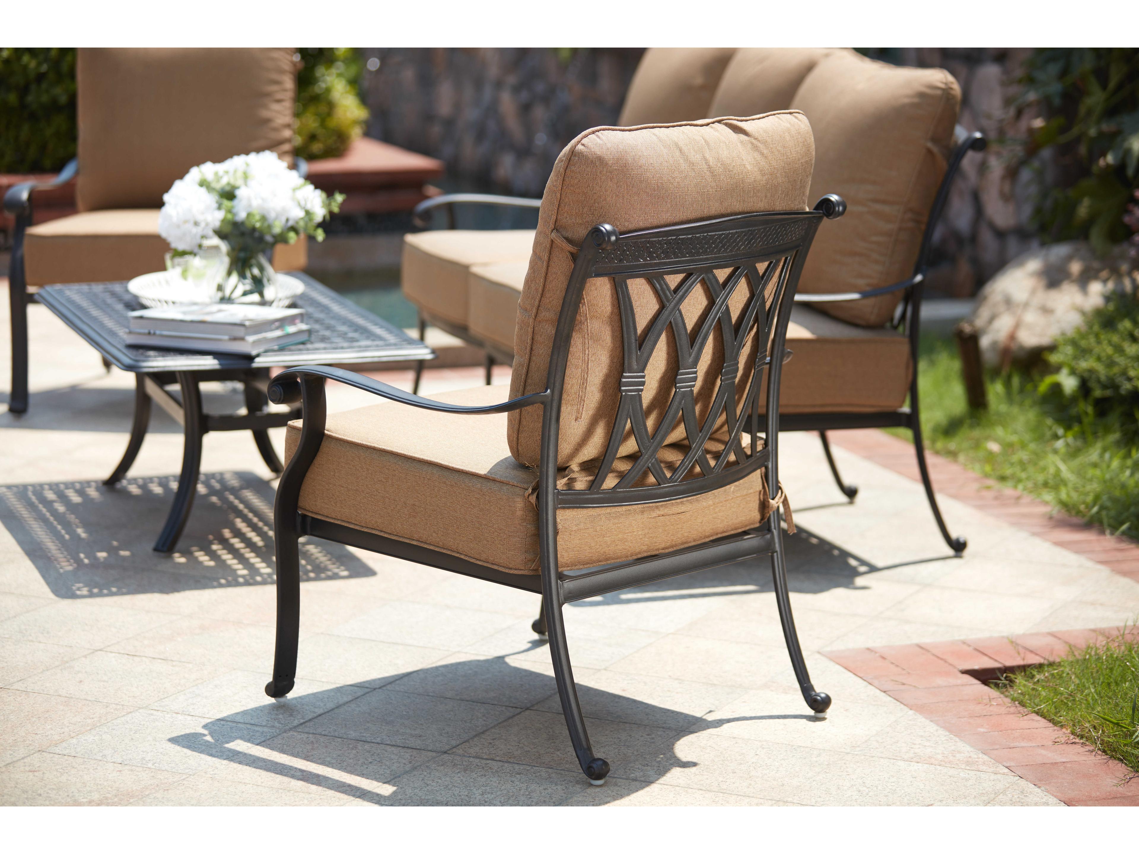 Darlee Outdoor Living Capri Cast Aluminum Antique Bronze 4 Piece Deep Seating Lounge Set