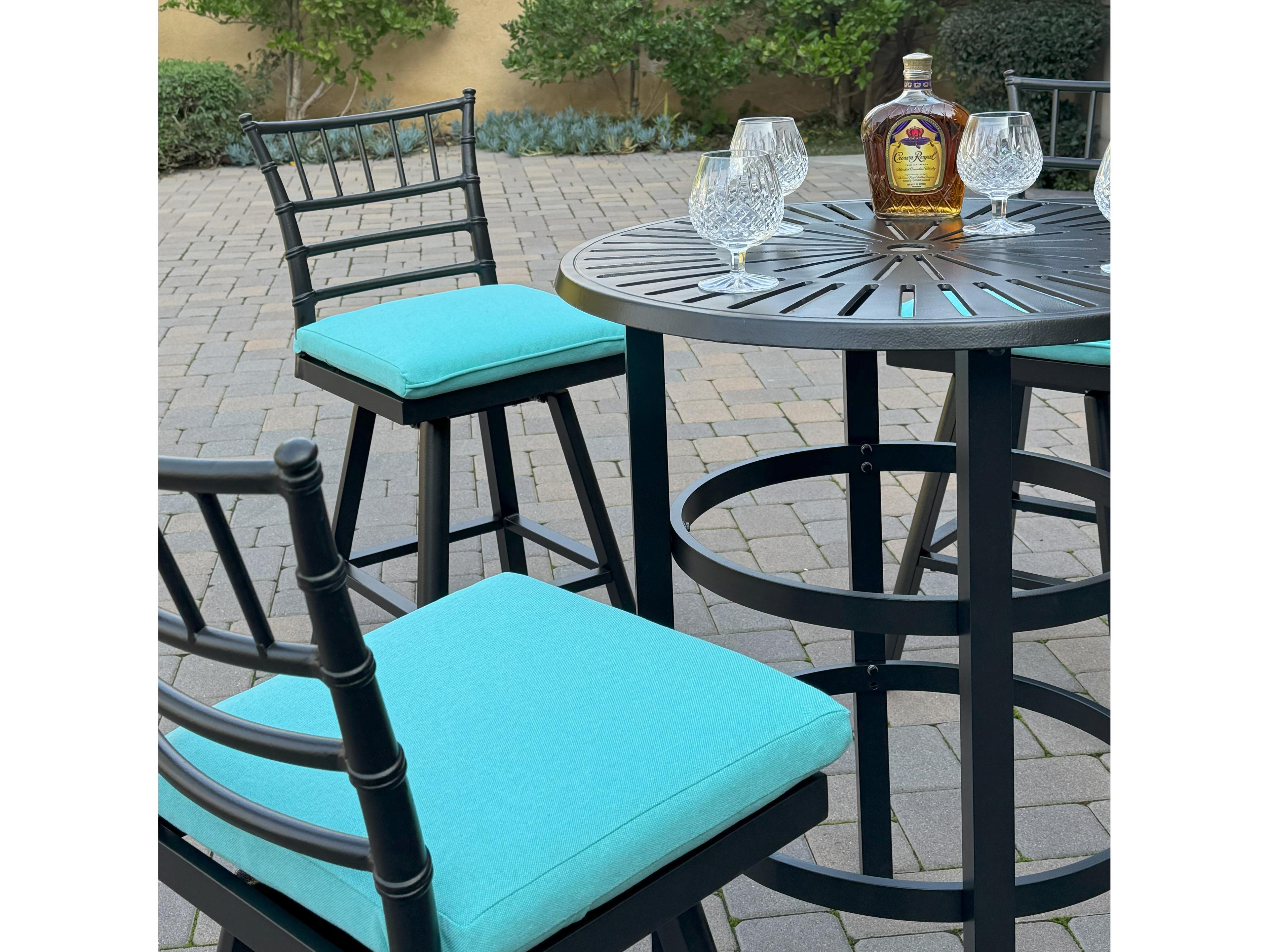 Darlee Outdoor Living Bella Aluminum 5-Piece Patio Bar Set with 30 feet' Round Counter Height Bar Table