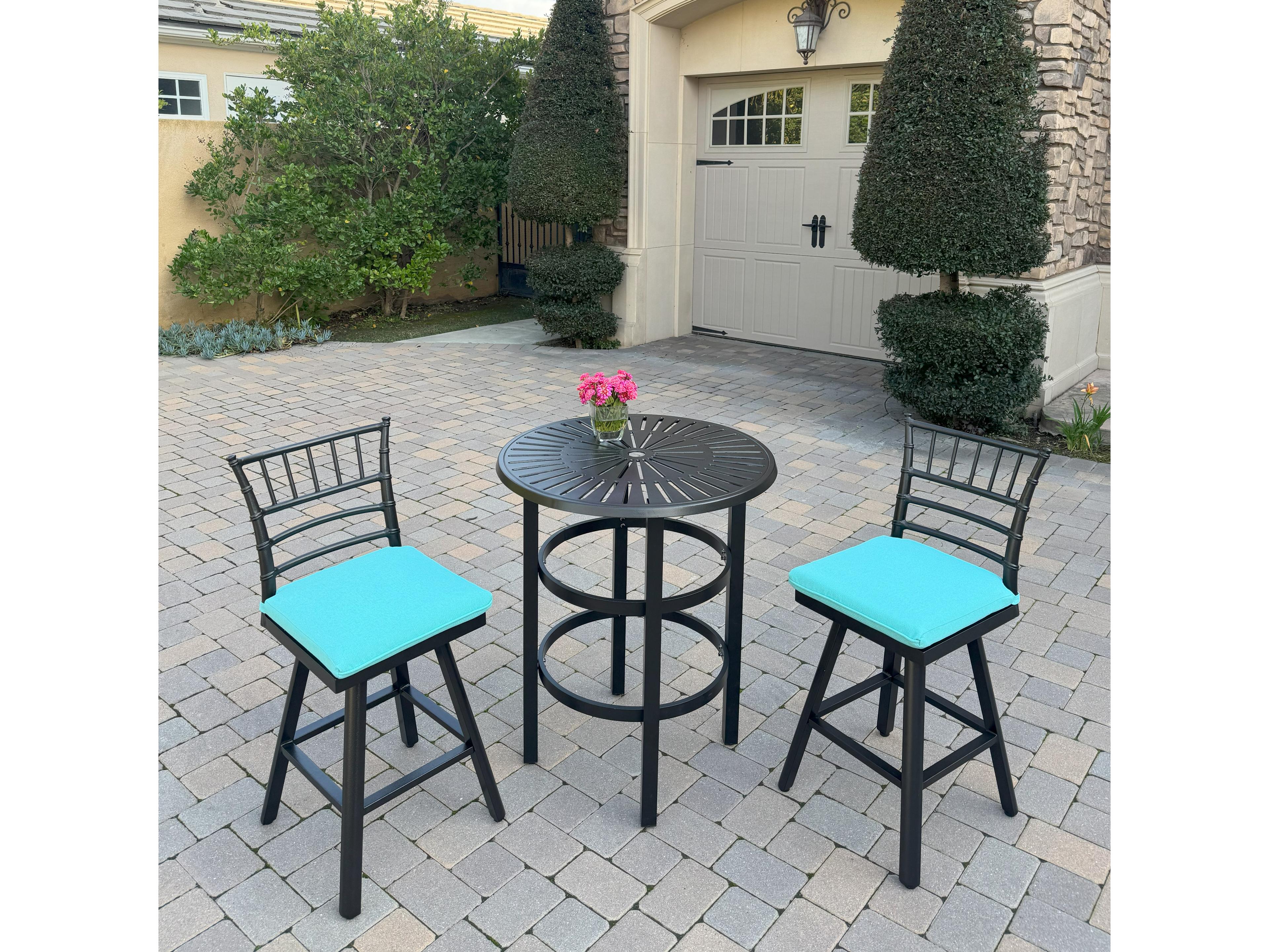 Darlee Outdoor Living Bella Aluminum 26 Inch Counter Height Swivel Bar Stool ( set of 2 )