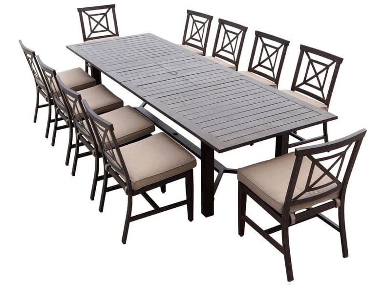Darlee Outdoor Living Atlantis Walnut Aluminum Dining Set in Beige