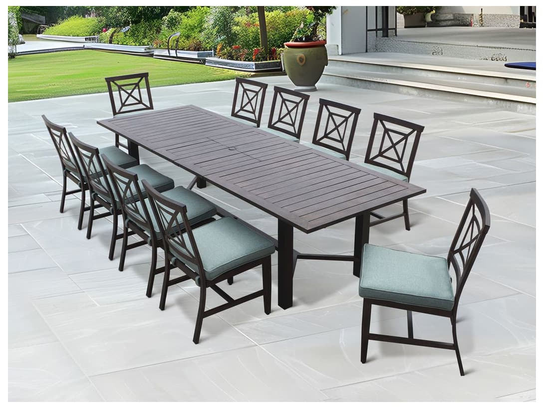 Darlee Outdoor Living Atlantis Walnut Aluminum Dining Set in Spa