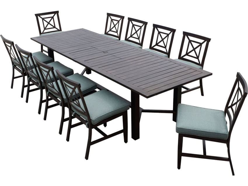 Darlee Outdoor Living Atlantis Walnut Aluminum Dining Set in Spa