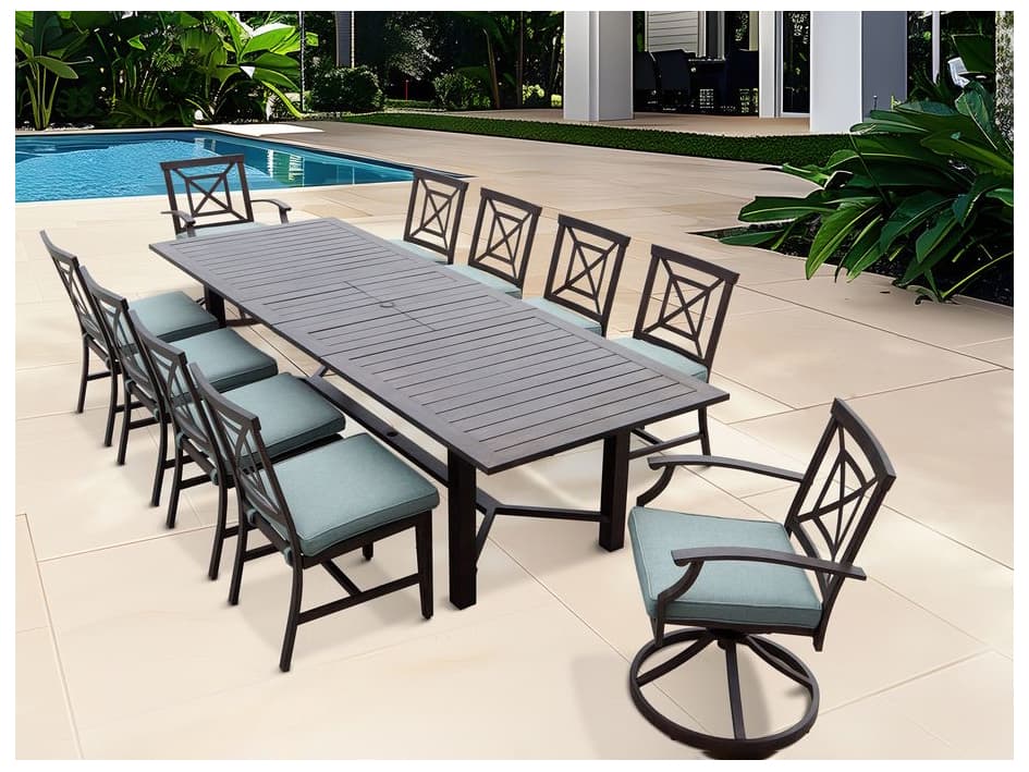 Darlee Outdoor Living Atlantis Walnut Aluminum Dining Set in Spa
