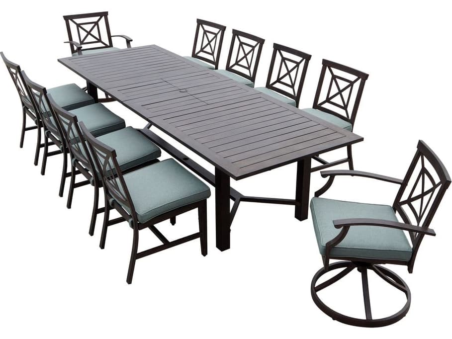 Darlee Outdoor Living Atlantis Walnut Aluminum Dining Set in Spa