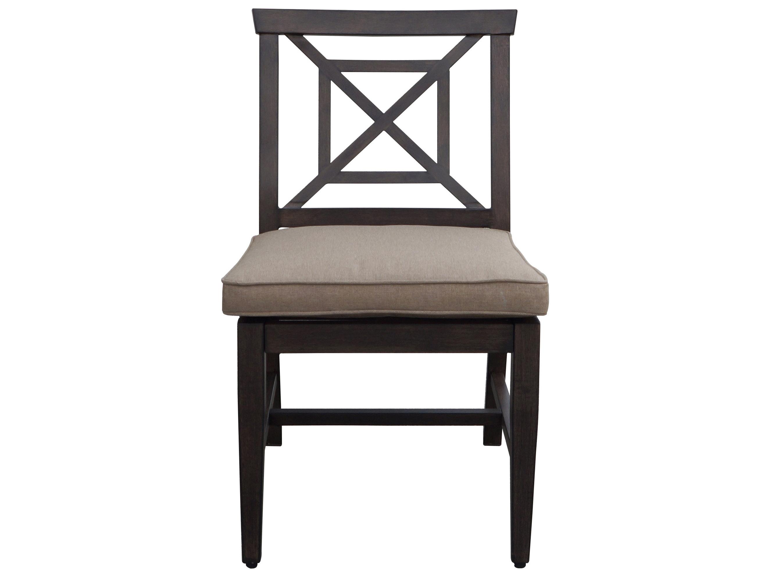 Darlee Outdoor Living Atlantis Walnut Aluminum Cushion Dining Chair in Beige