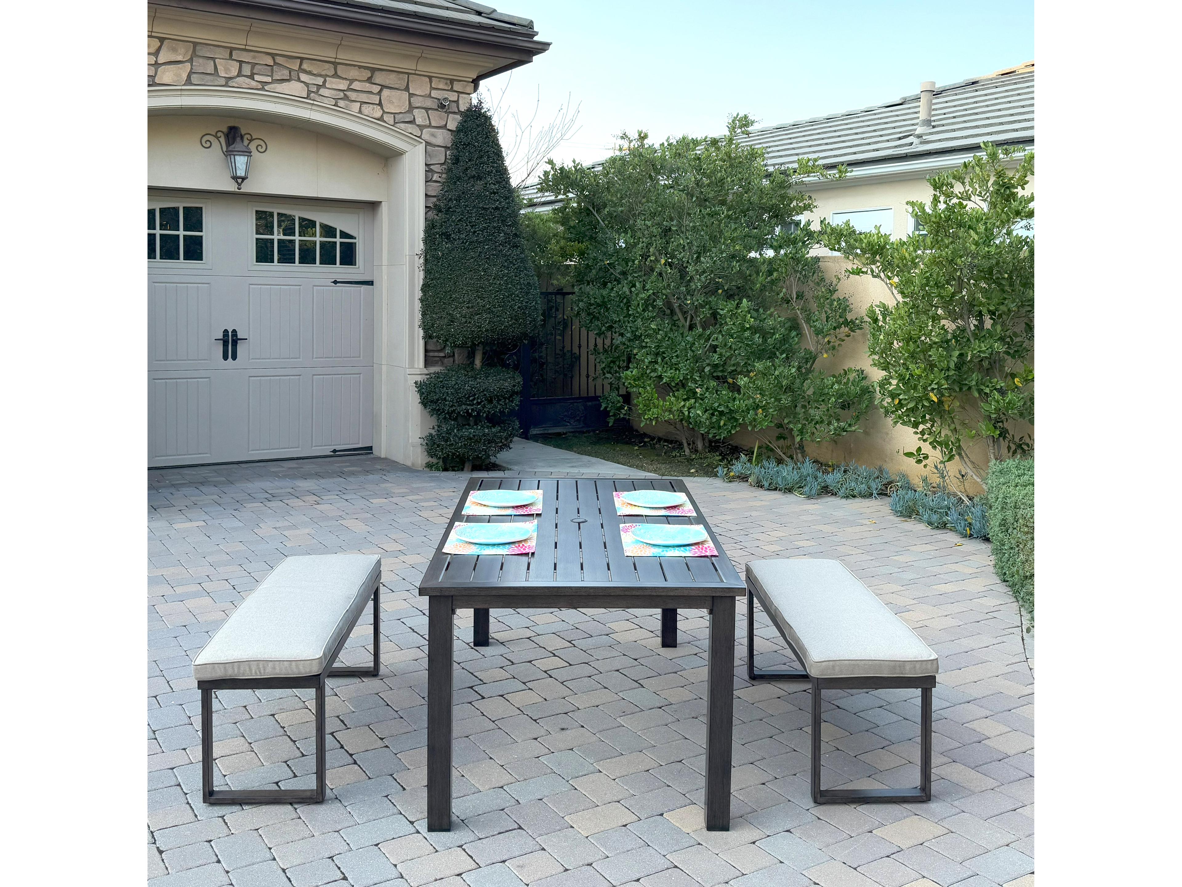 Darlee Outdoor Living Atlantis Aluminum 3-Piece Patio Dining Set with 70" x 41.7" Rectangular Table