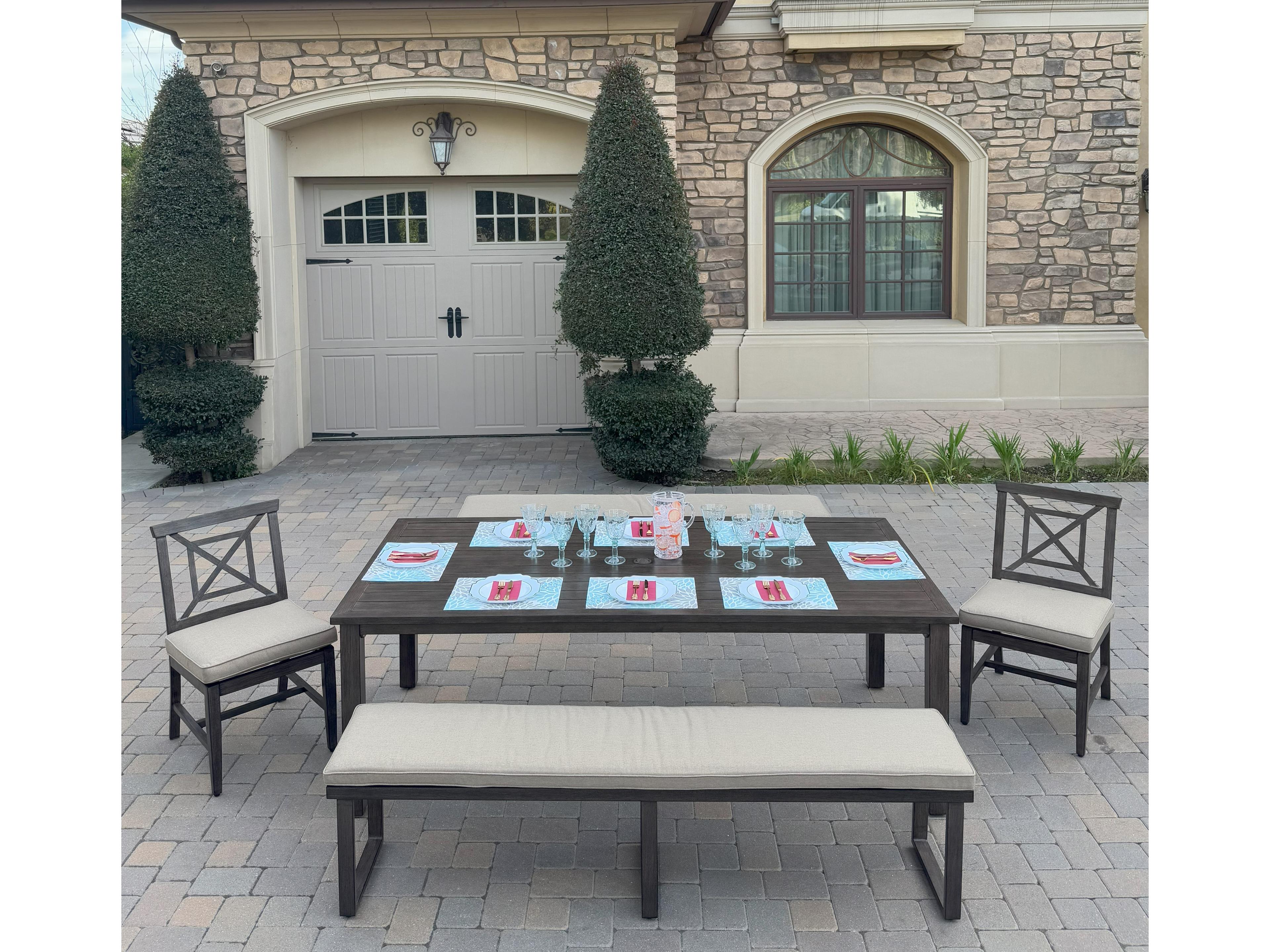 Darlee Outdoor Living Atlantis Aluminum 5-Piece Patio Dining Set with 41.7" x 88 feet' Rectangular Table