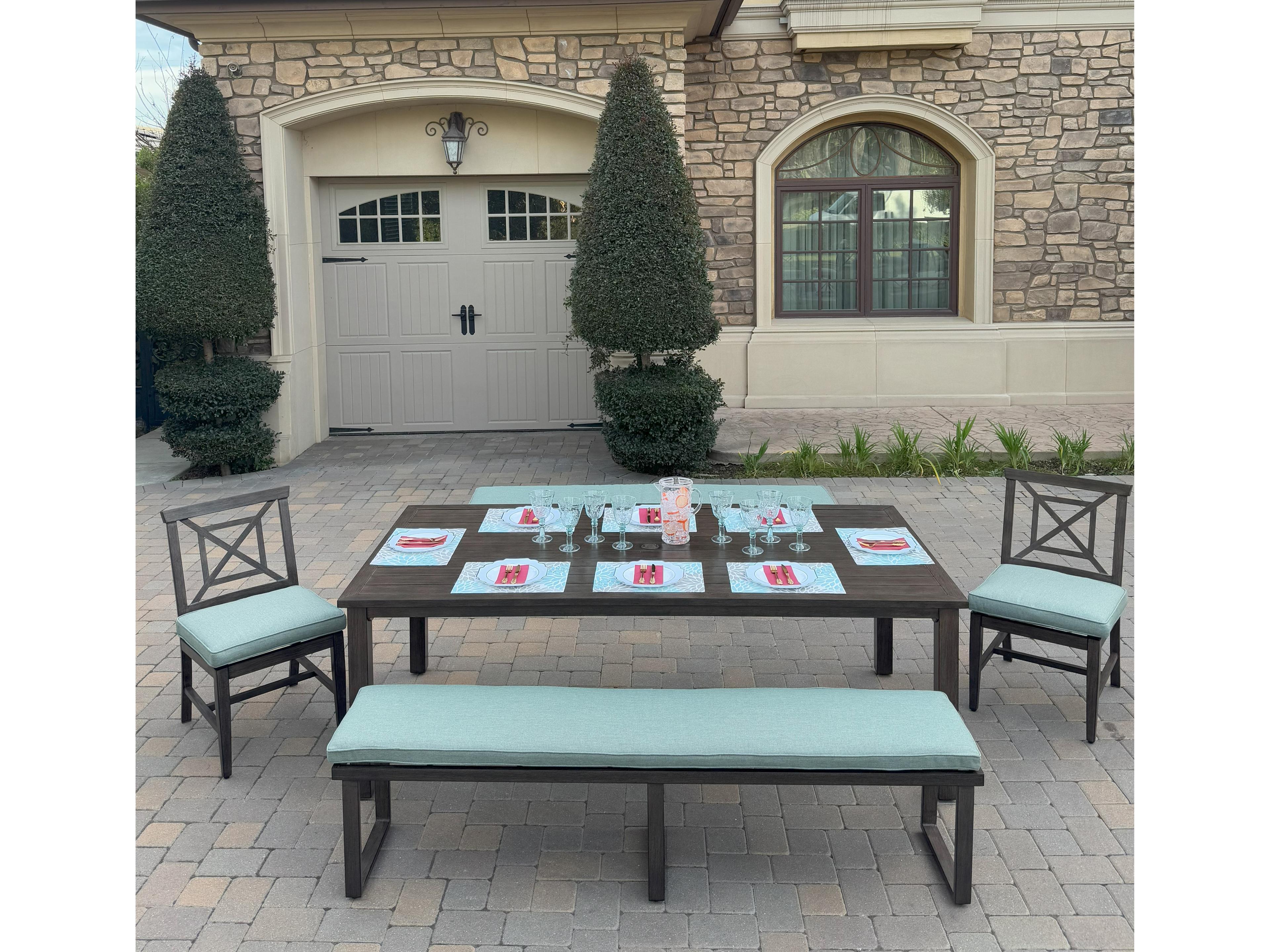 Darlee Outdoor Living Atlantis Aluminum 5-Piece Patio Dining Set with 41.7" x 88 feet' Rectangular Table
