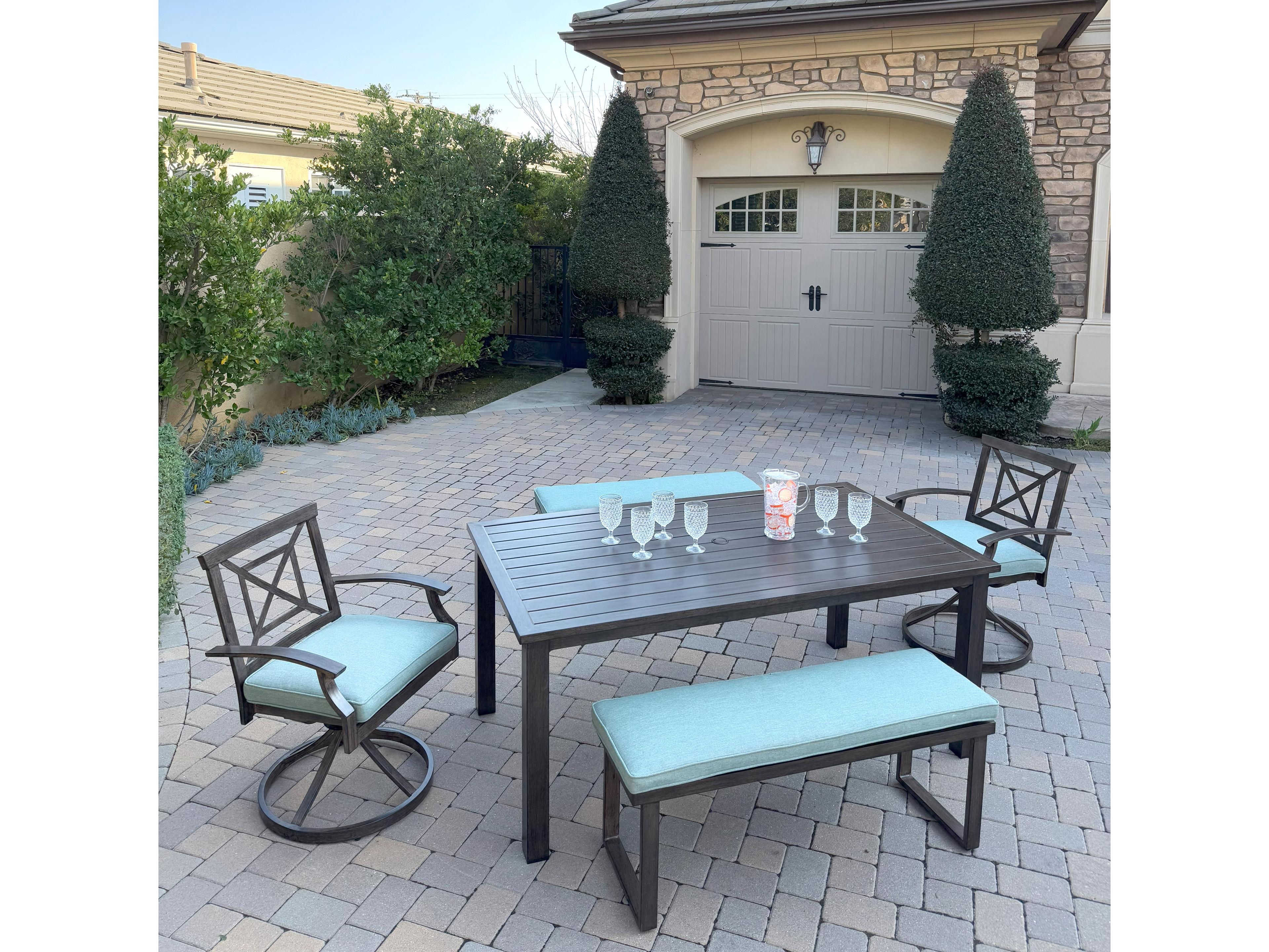 Darlee Outdoor Living Atlantis Aluminum 5-Piece Patio Dining Set with 70" x 41.7" Rectangular Table
