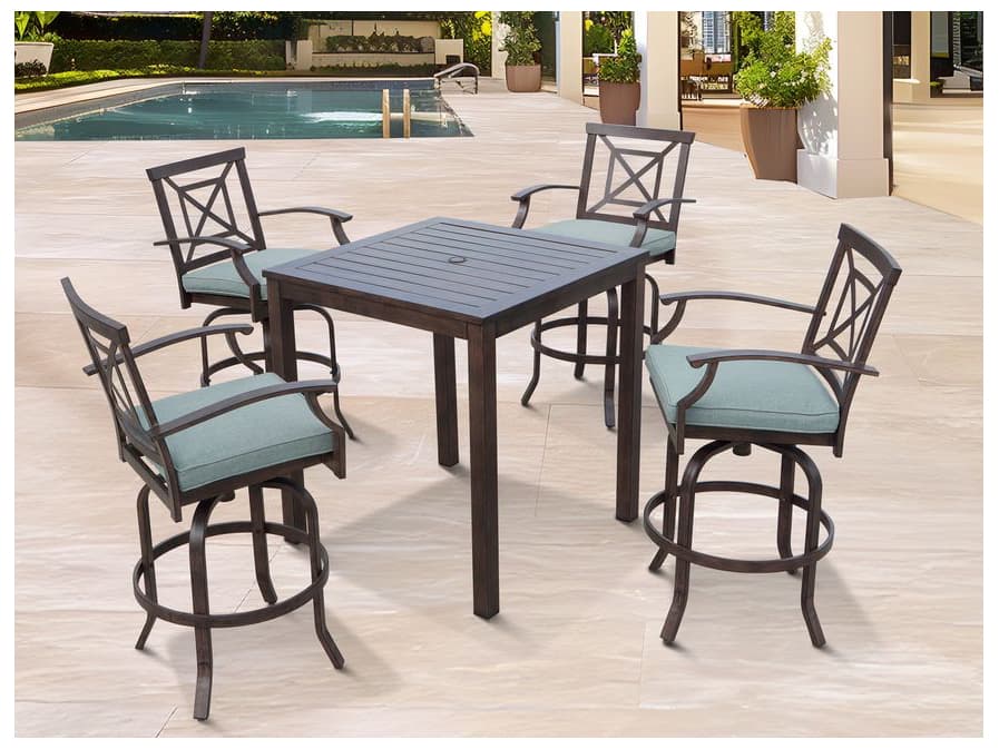 Darlee Outdoor Living Atlantis Walnut Aluminum Dining Set in Spa