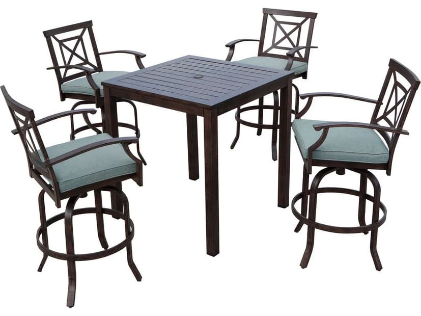 Darlee Outdoor Living Atlantis Walnut Aluminum Dining Set in Spa