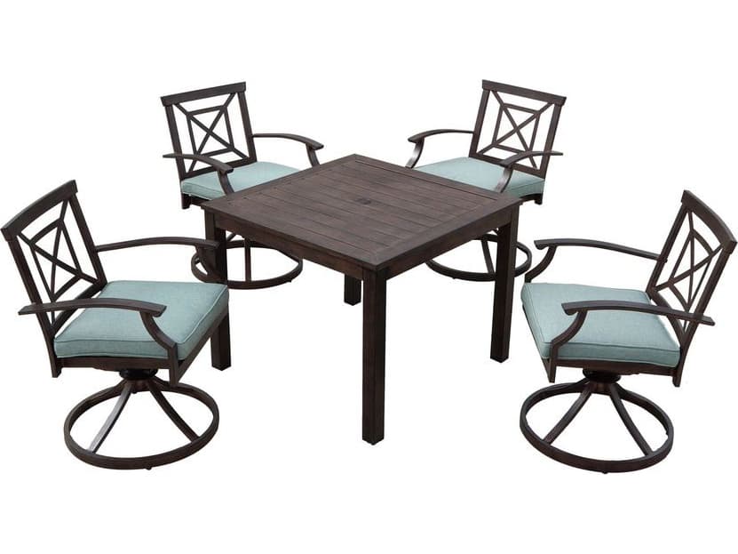 Darlee Outdoor Living Atlantis Walnut Aluminum Dining Set in Spa