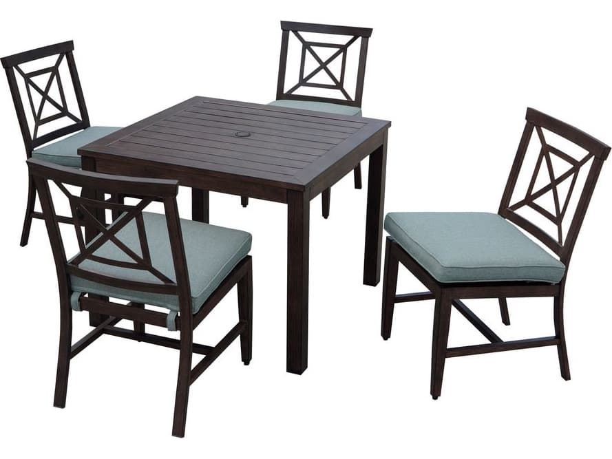 Darlee Outdoor Living Atlantis Walnut Aluminum Dining Set in Spa