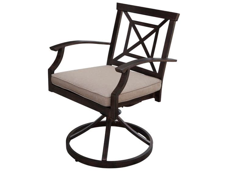 Darlee Outdoor Living Atlantis Walnut Aluminum Dining Set in Beige