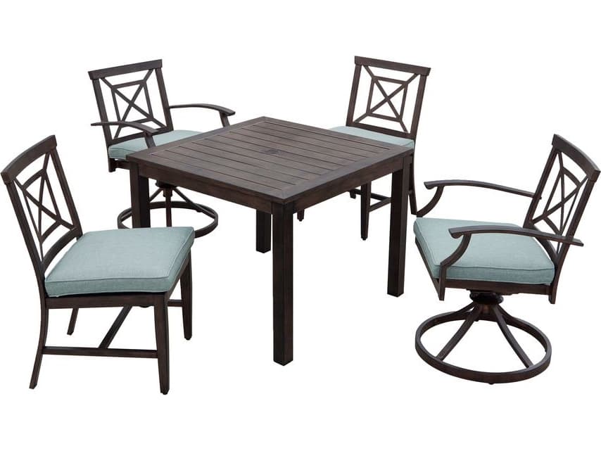Darlee Outdoor Living Atlantis Walnut Aluminum Dining Set in Spa