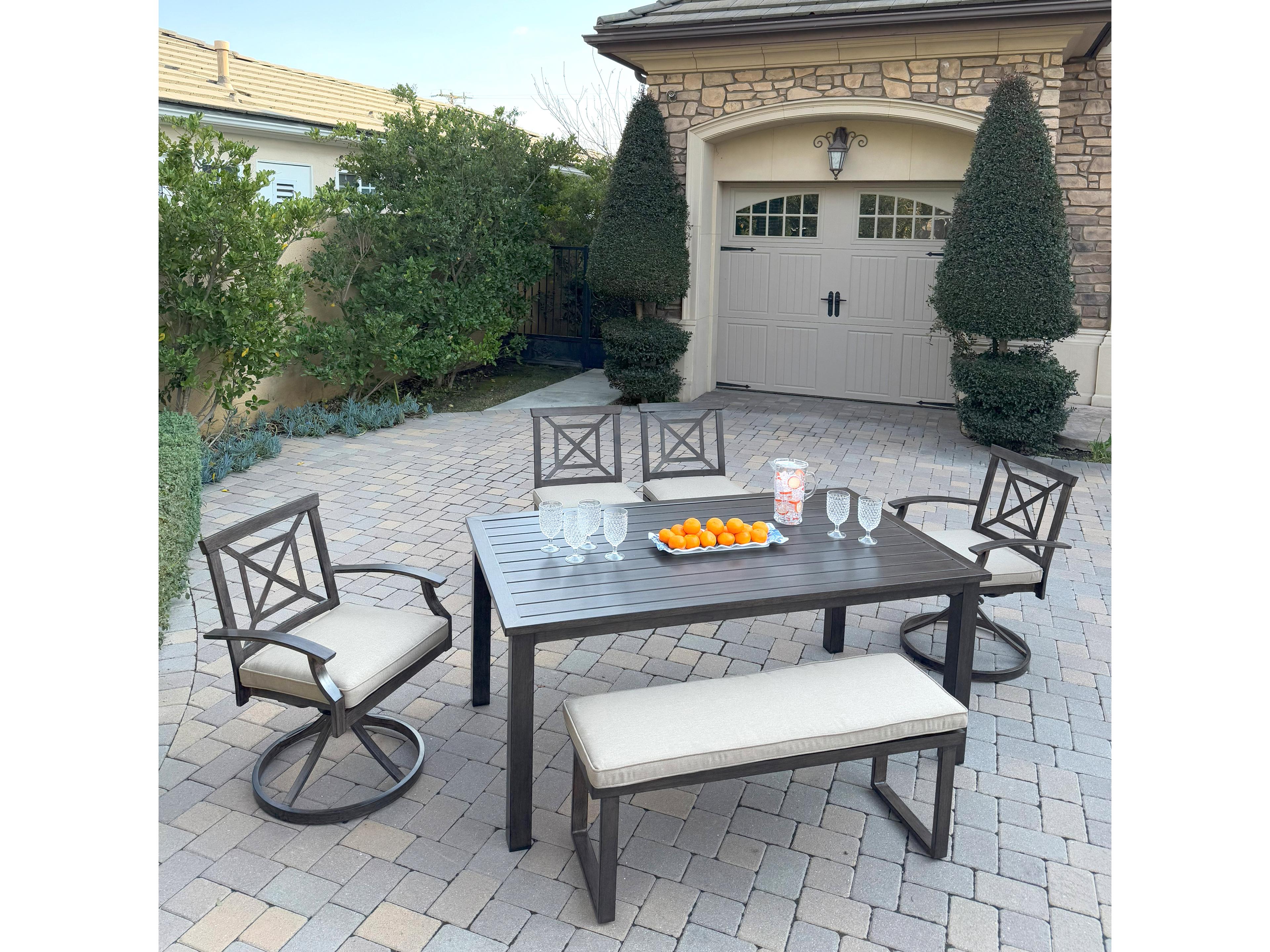 Darlee Outdoor Living Atlantis Aluminum 6-Piece Patio Dining Set with 70" x 41.7" Rectangular Table