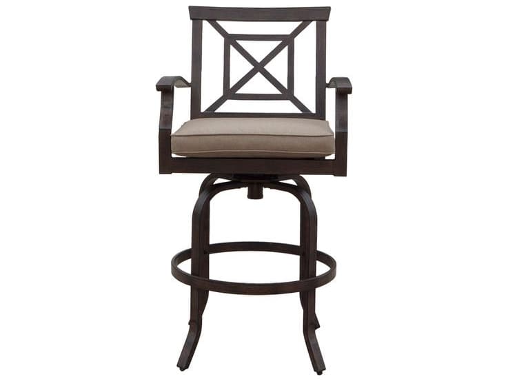 Darlee Outdoor Living Atlantis Walnut Aluminum Cushion Bar Stool in Beige