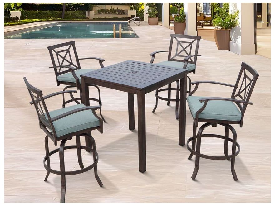 Darlee Outdoor Living Atlantis Walnut Aluminum Cushion Bar Stool in Spa
