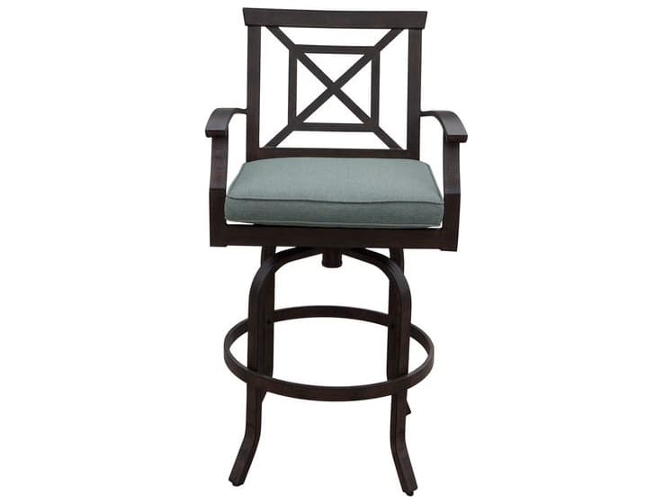 Darlee Outdoor Living Atlantis Walnut Aluminum Cushion Bar Stool in Spa