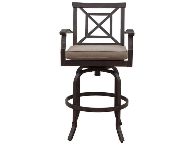 Darlee Outdoor Living Atlantis Walnut Aluminum Cushion Bar Stool in Beige