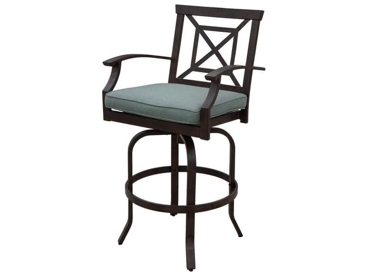 Darlee Outdoor Living Atlantis Walnut Aluminum Cushion Bar Stool in Spa