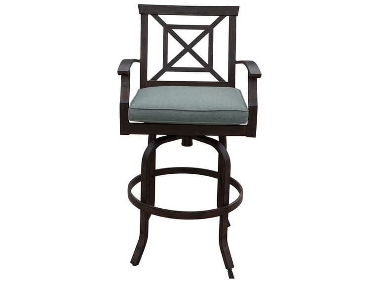 Darlee Outdoor Living Atlantis Walnut Aluminum Cushion Bar Stool in Spa