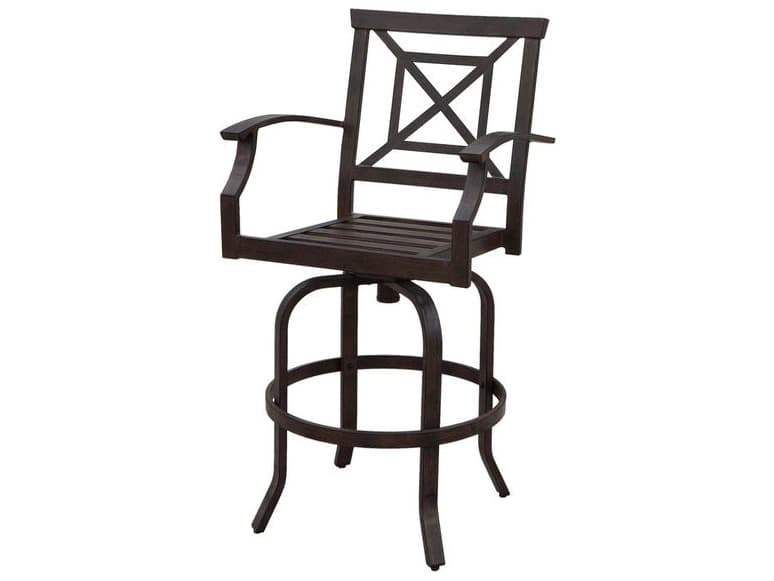 Darlee Outdoor Living Atlantis Walnut Aluminum Cushion Bar Stool in Spa