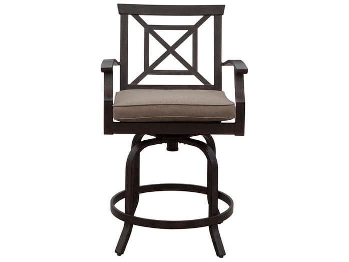 Darlee Outdoor Living Atlantis Walnut Aluminum Cushion Counter Stool in Beige