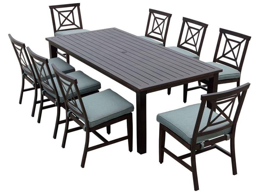 Darlee Outdoor Living Atlantis Walnut Aluminum Dining Set in Spa